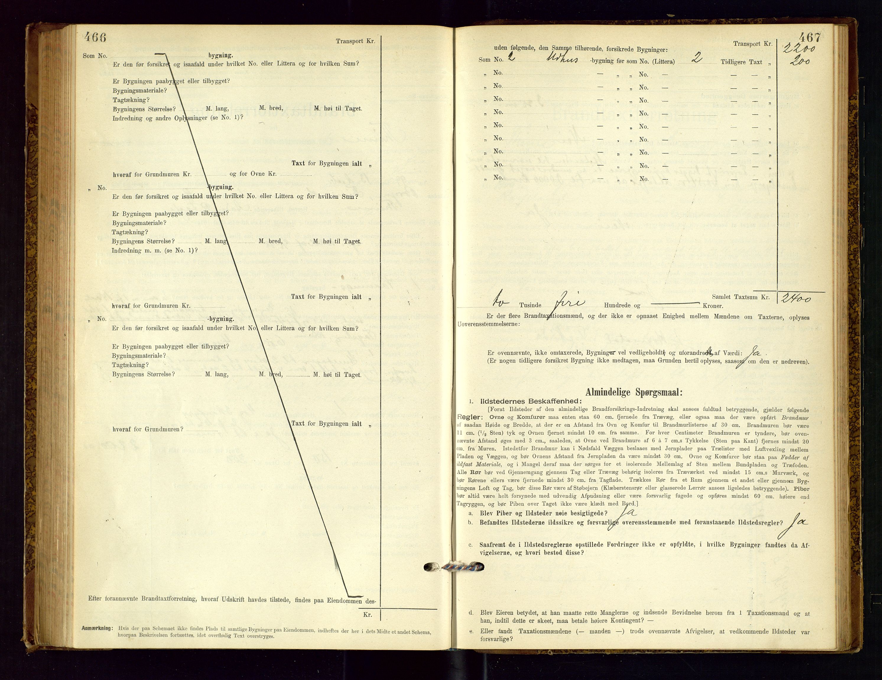 Time lensmannskontor, AV/SAST-A-100420/Gob/L0001: Branntakstprotokoll, 1896-1914, s. 466-467