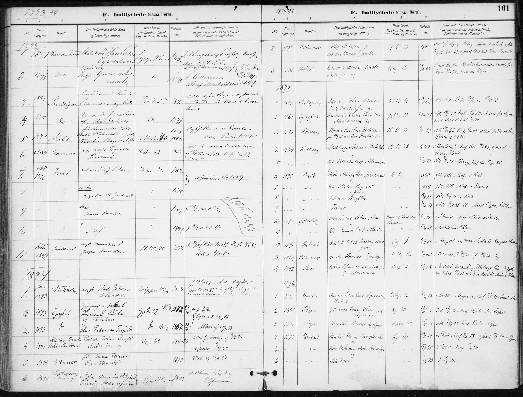 Kristiansand domprosti, AV/SAK-1112-0006/F/Fa/L0020: Ministerialbok nr. A 19, 1893-1904, s. 161