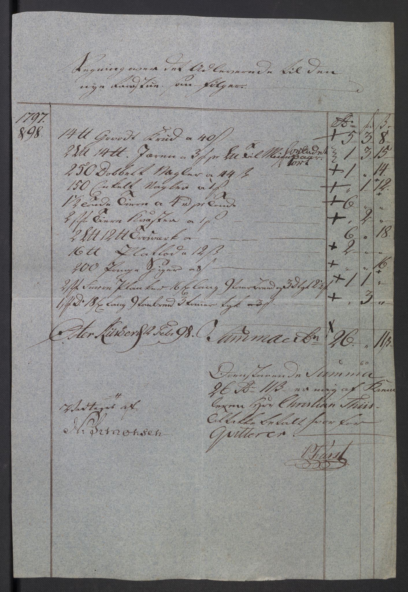 Danske Kanselli 1800-1814, AV/RA-EA-3024/K/Kk/Kka/Kkac/L0235: Kjøpstadregnskap Øster Risør, 1796-1800, s. 348