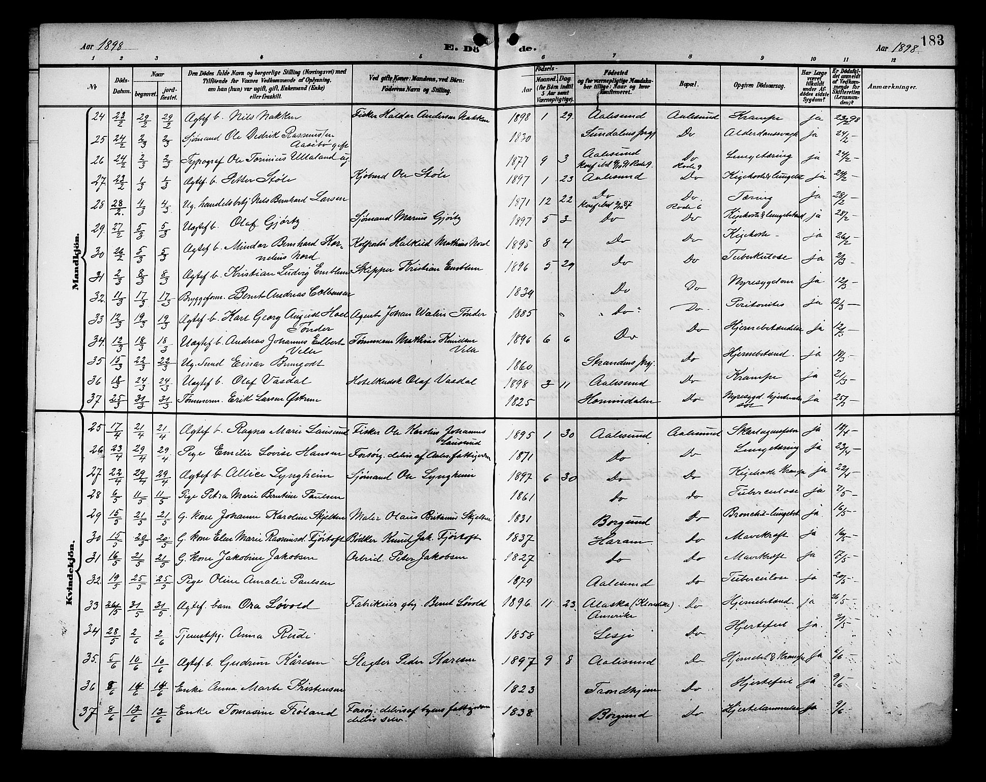 Ministerialprotokoller, klokkerbøker og fødselsregistre - Møre og Romsdal, SAT/A-1454/529/L0469: Klokkerbok nr. 529C06, 1898-1906, s. 183