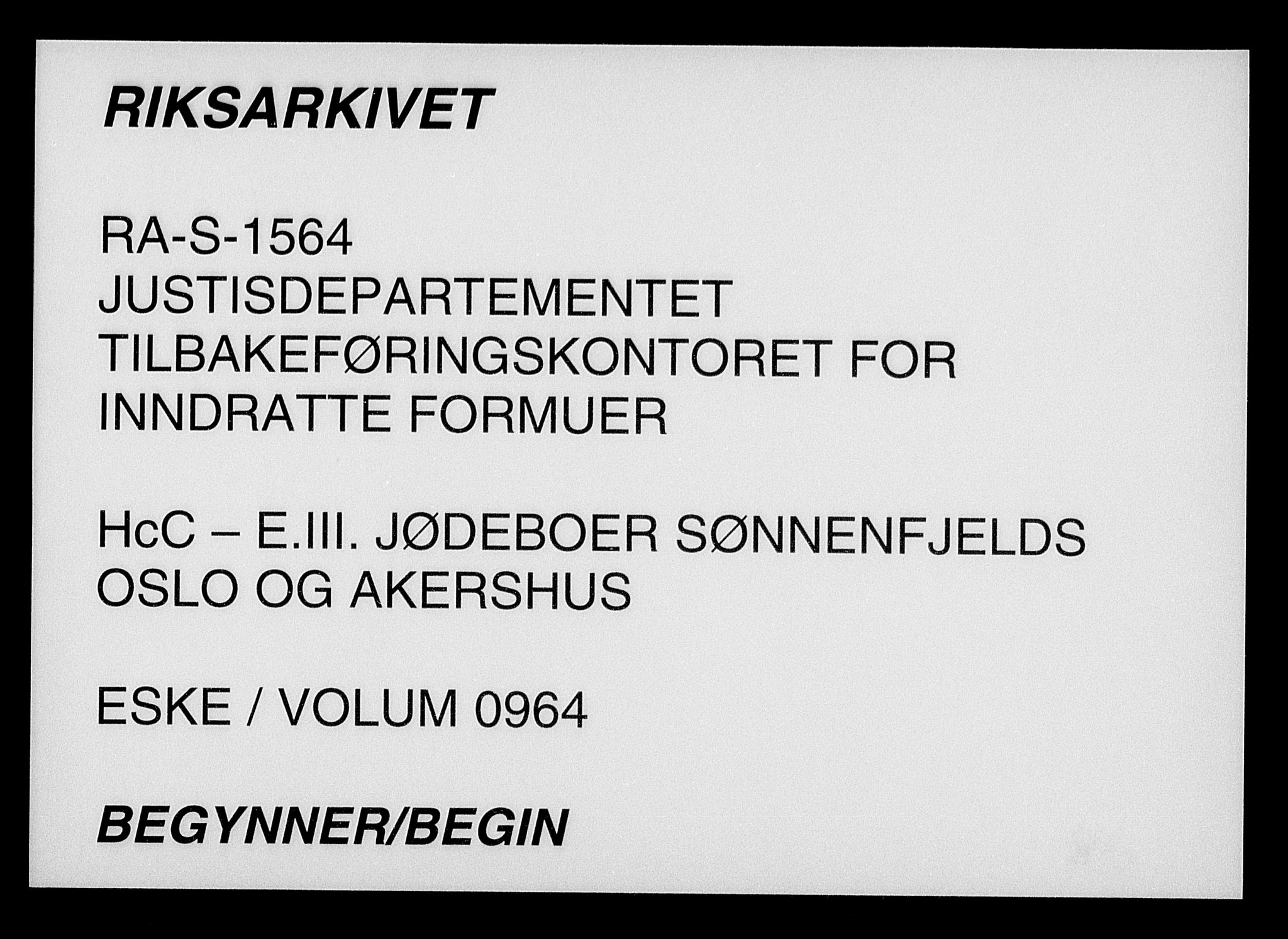 Justisdepartementet, Tilbakeføringskontoret for inndratte formuer, AV/RA-S-1564/H/Hc/Hcc/L0964: --, 1945-1947, s. 1