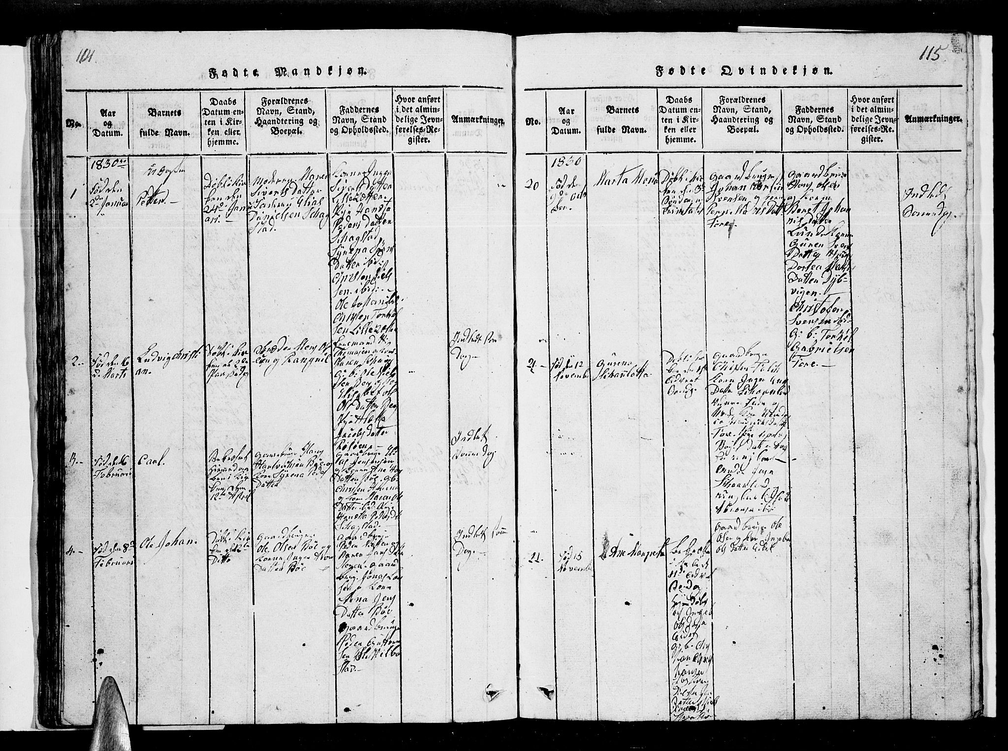 Ministerialprotokoller, klokkerbøker og fødselsregistre - Nordland, AV/SAT-A-1459/855/L0812: Klokkerbok nr. 855C01, 1821-1838, s. 114-115