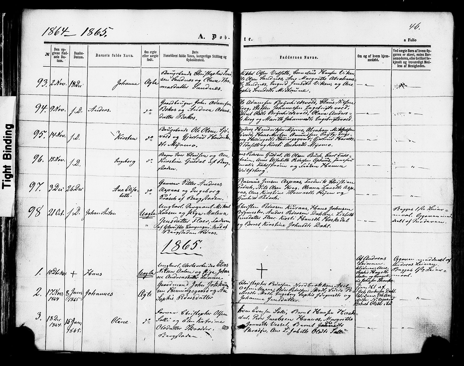 Ministerialprotokoller, klokkerbøker og fødselsregistre - Sør-Trøndelag, SAT/A-1456/681/L0932: Ministerialbok nr. 681A10, 1860-1878, s. 46