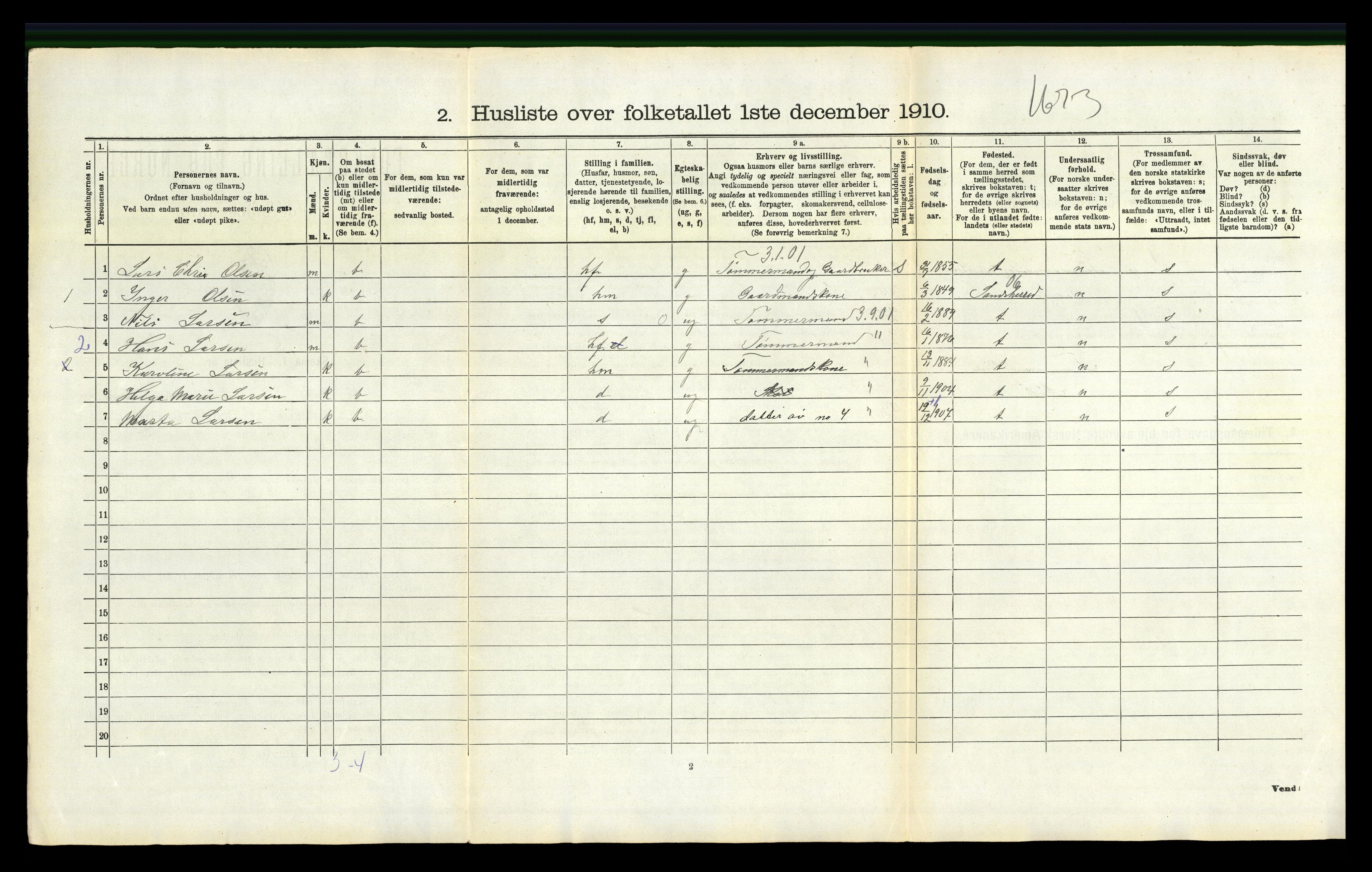 RA, Folketelling 1910 for 0727 Hedrum herred, 1910, s. 615