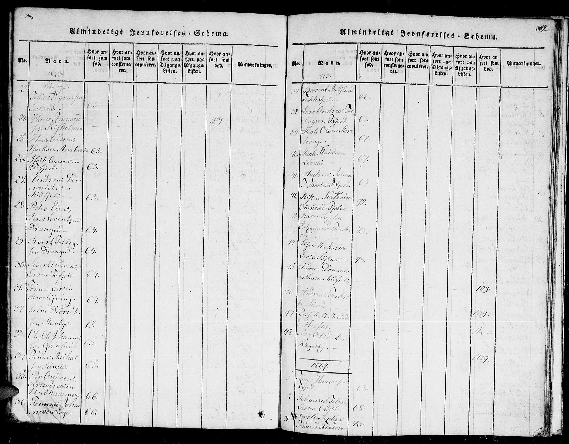 Flekkefjord sokneprestkontor, AV/SAK-1111-0012/F/Fb/Fbc/L0003: Klokkerbok nr. B 3, 1815-1826, s. 359