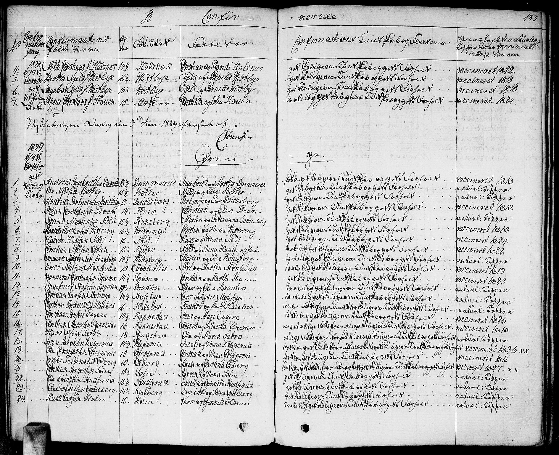 Høland prestekontor Kirkebøker, SAO/A-10346a/F/Fa/L0008: Ministerialbok nr. I 8, 1827-1845, s. 183