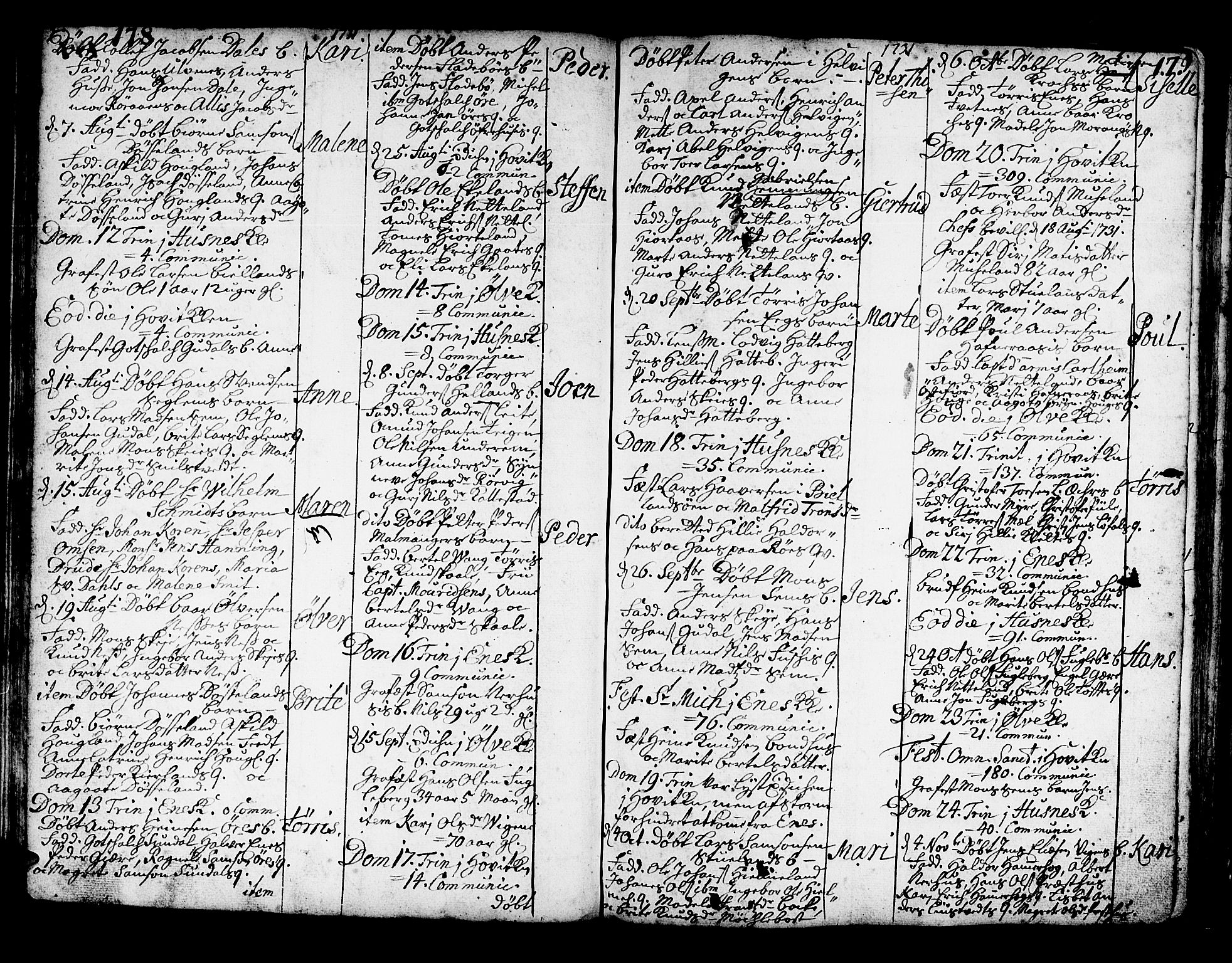 Kvinnherad sokneprestembete, AV/SAB-A-76401/H/Haa: Ministerialbok nr. A 2, 1710-1753, s. 178-179
