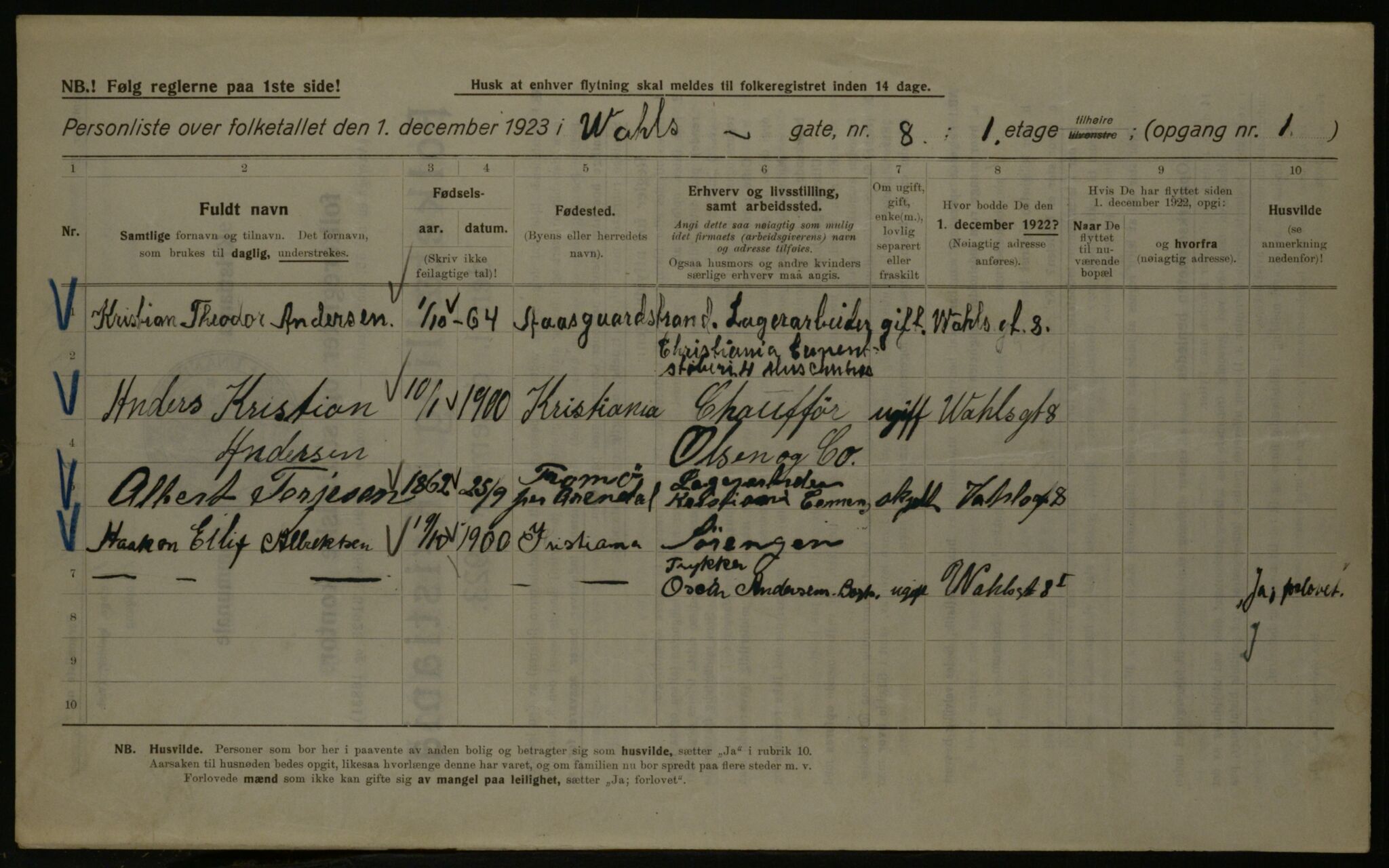 OBA, Kommunal folketelling 1.12.1923 for Kristiania, 1923, s. 134339