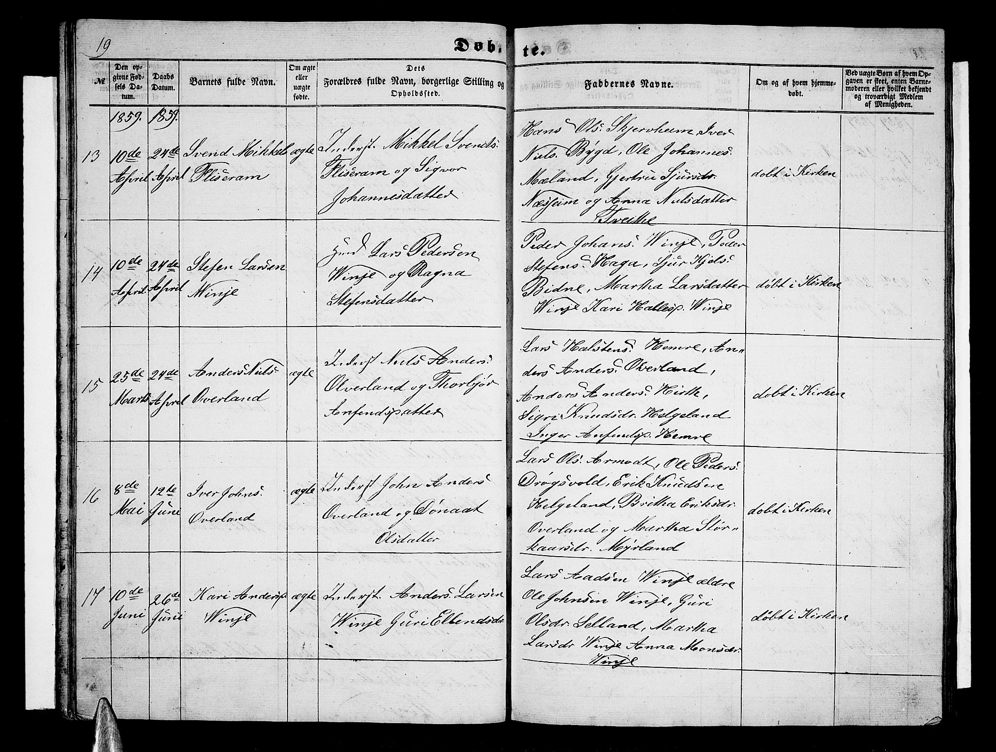 Vossestrand Sokneprestembete, AV/SAB-A-79101/H/Hab: Klokkerbok nr. B 1, 1855-1867, s. 19