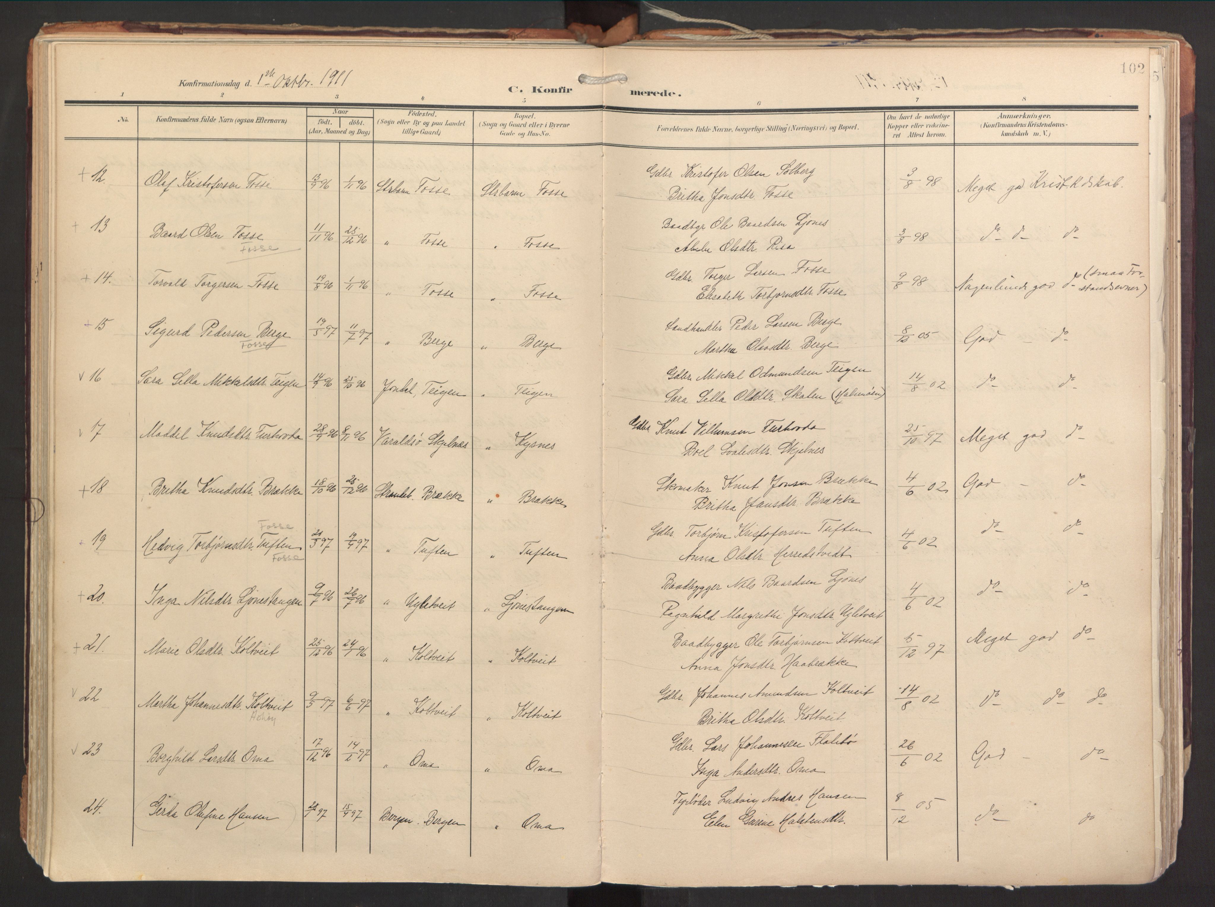 Strandebarm sokneprestembete, AV/SAB-A-78401/H/Haa: Ministerialbok nr. B 2, 1909-1941, s. 102
