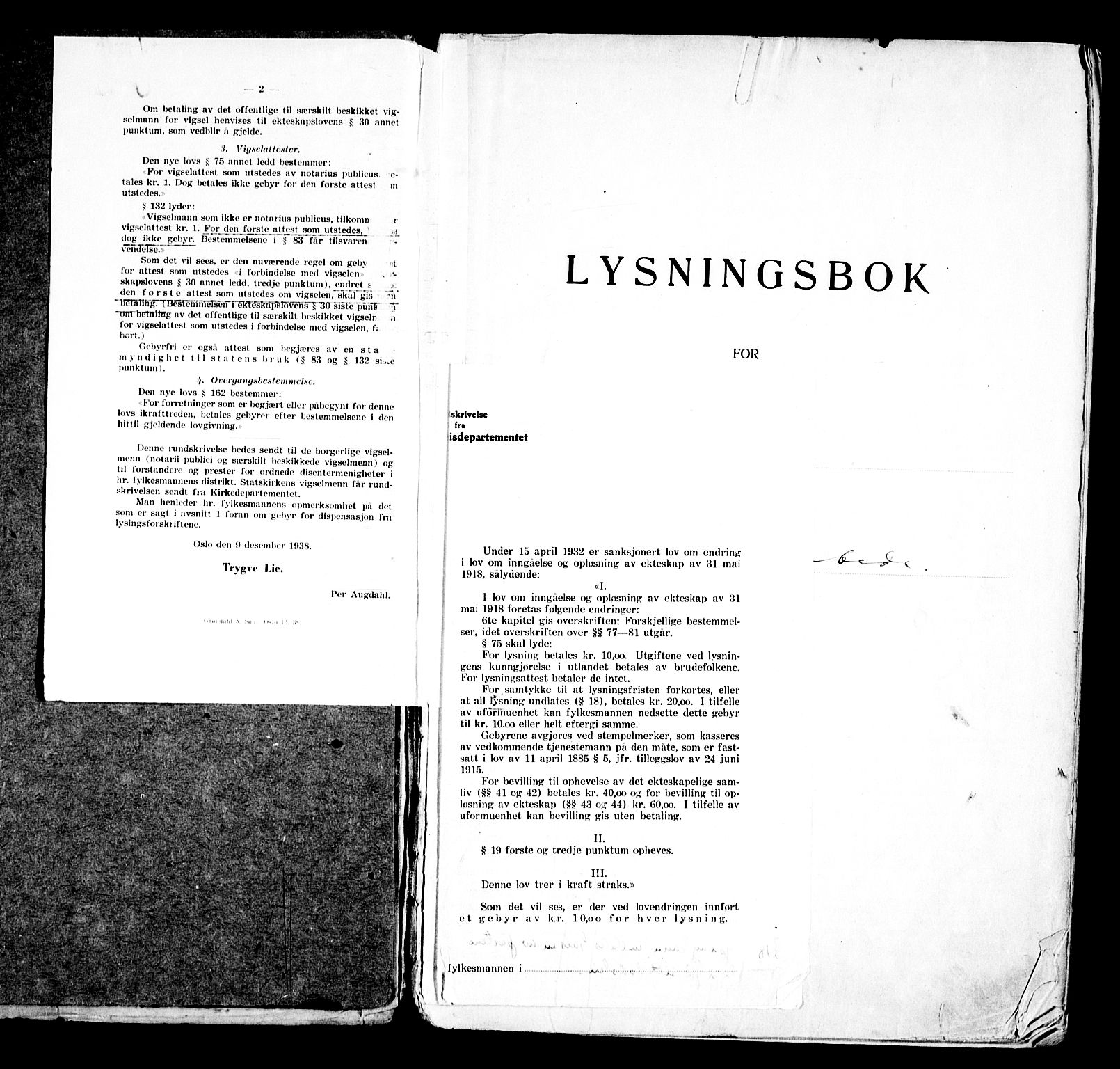 Rolvsøy prestekontor Kirkebøker, SAO/A-2004/H/Ha/L0001: Lysningsprotokoll nr. 1, 1919-1962