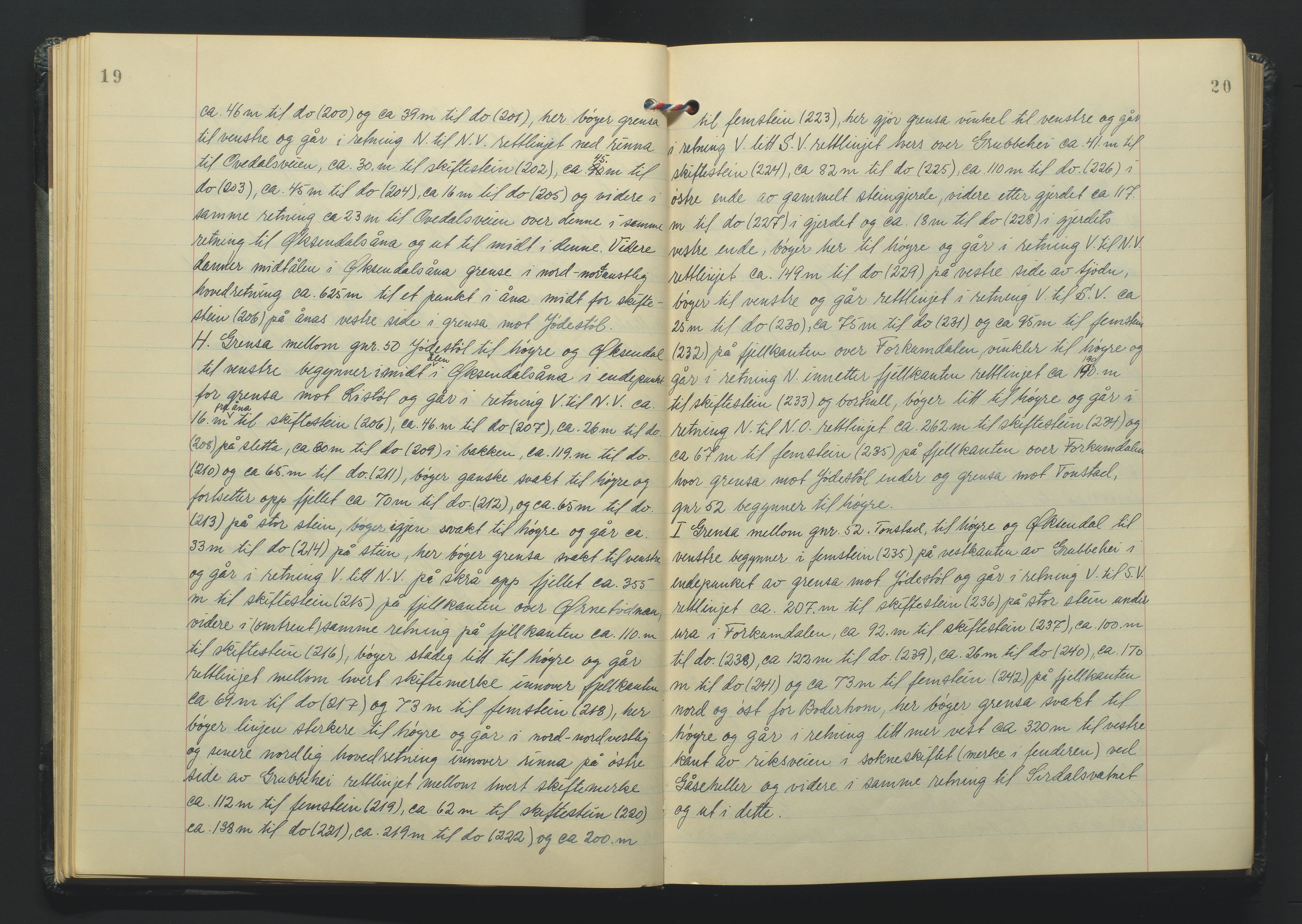 Lista jordskifterett, AV/SAK-1541-0005/F/Fa/L0003: Jordskifterettsbok Flekkefjord domssokn, med gårdsregister nr 9, 1956-1963, s. 19-20