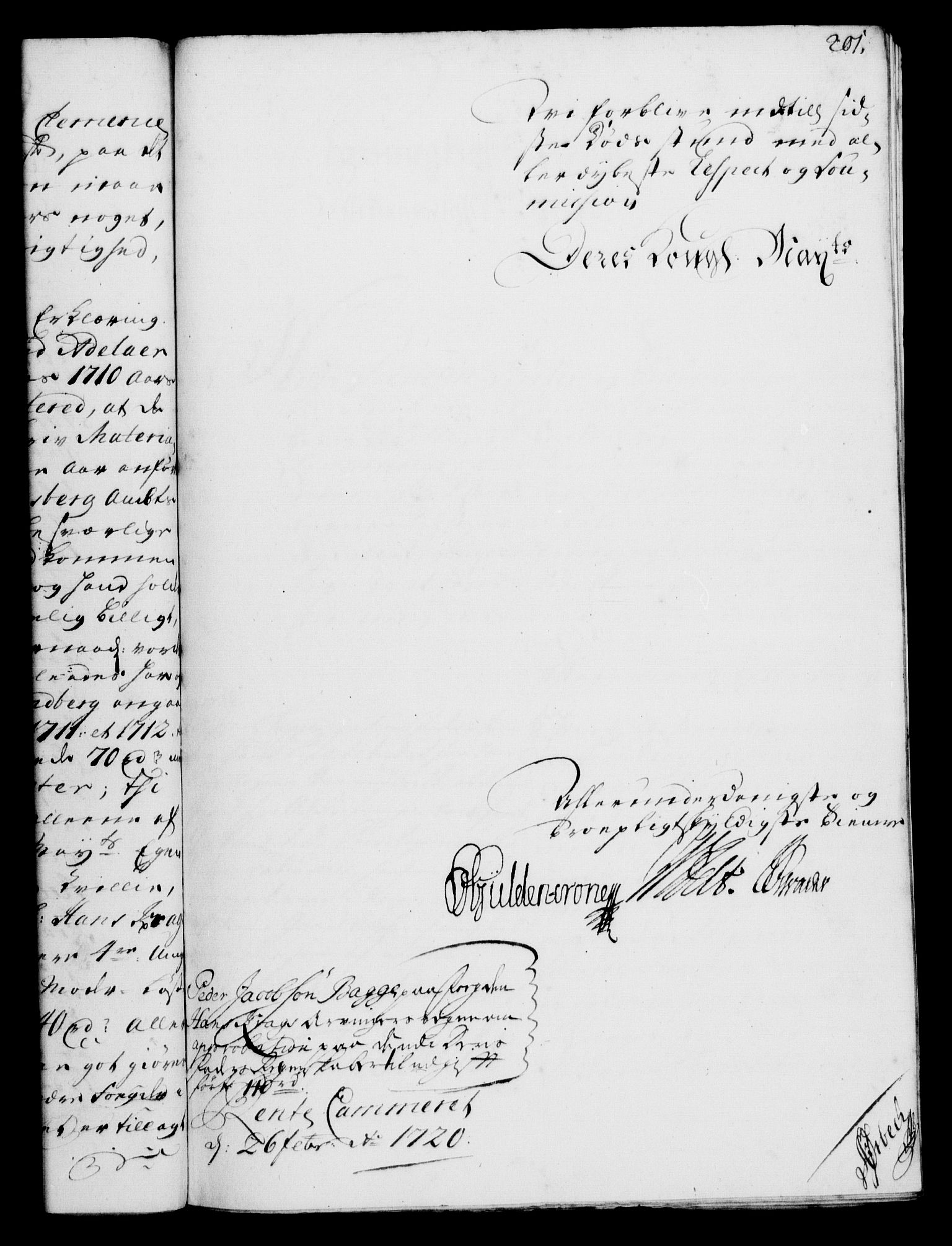 Rentekammeret, Kammerkanselliet, RA/EA-3111/G/Gf/Gfa/L0002: Norsk relasjons- og resolusjonsprotokoll (merket RK 52.2), 1720, s. 201