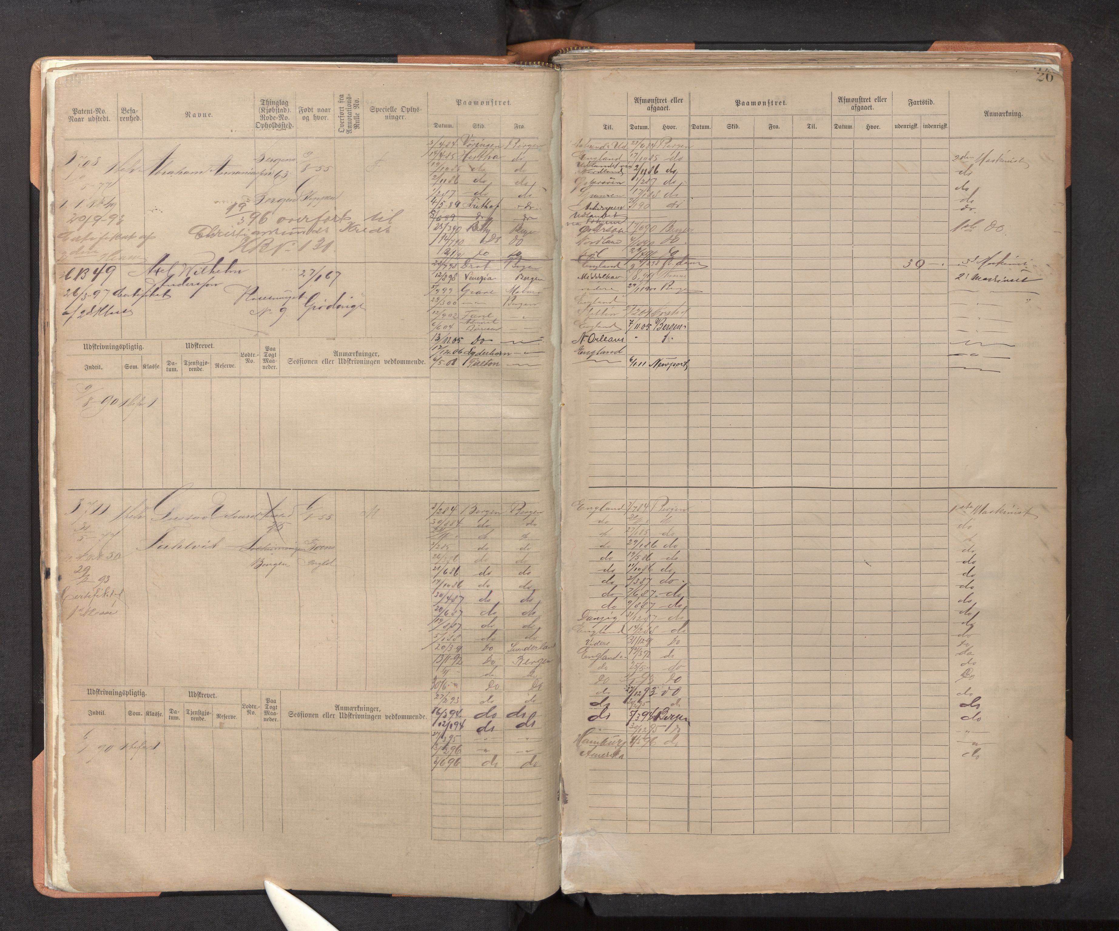 Innrulleringssjefen i Bergen, AV/SAB-A-100050/F/Fe/L0001: Sjøfartshovedrulle B, nr. 1 - 386, 1883-1890, s. 26
