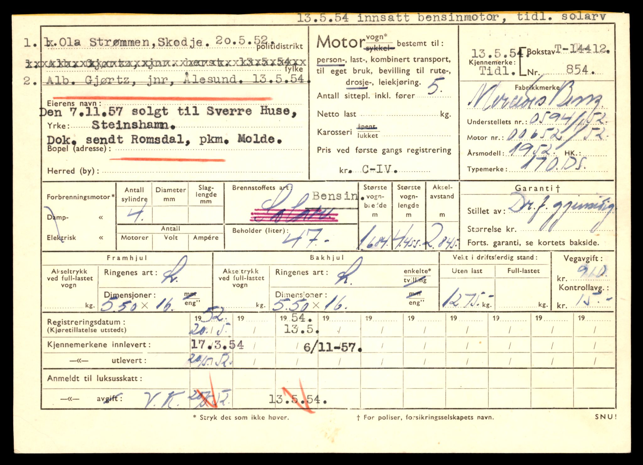Møre og Romsdal vegkontor - Ålesund trafikkstasjon, AV/SAT-A-4099/F/Fe/L0045: Registreringskort for kjøretøy T 14320 - T 14444, 1927-1998, s. 2361