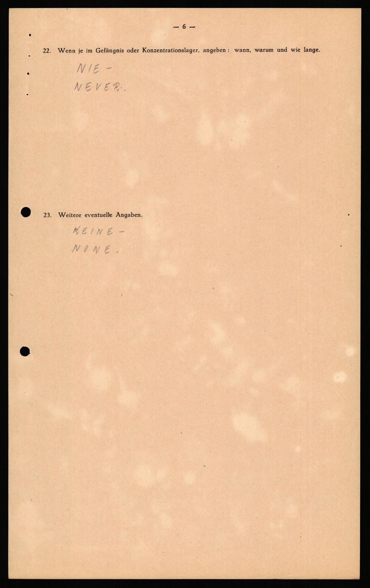 Forsvaret, Forsvarets overkommando II, AV/RA-RAFA-3915/D/Db/L0035: CI Questionaires. Tyske okkupasjonsstyrker i Norge. Tyskere., 1945-1946, s. 423