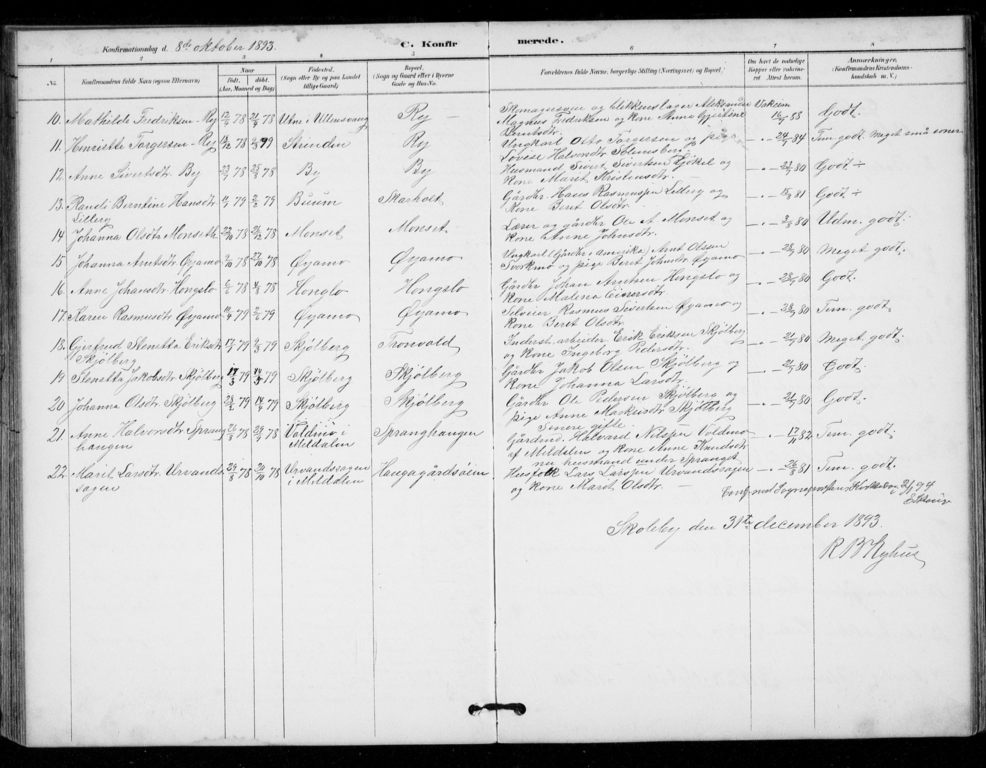 Ministerialprotokoller, klokkerbøker og fødselsregistre - Sør-Trøndelag, SAT/A-1456/671/L0841: Ministerialbok nr. 671A03, 1893-1915