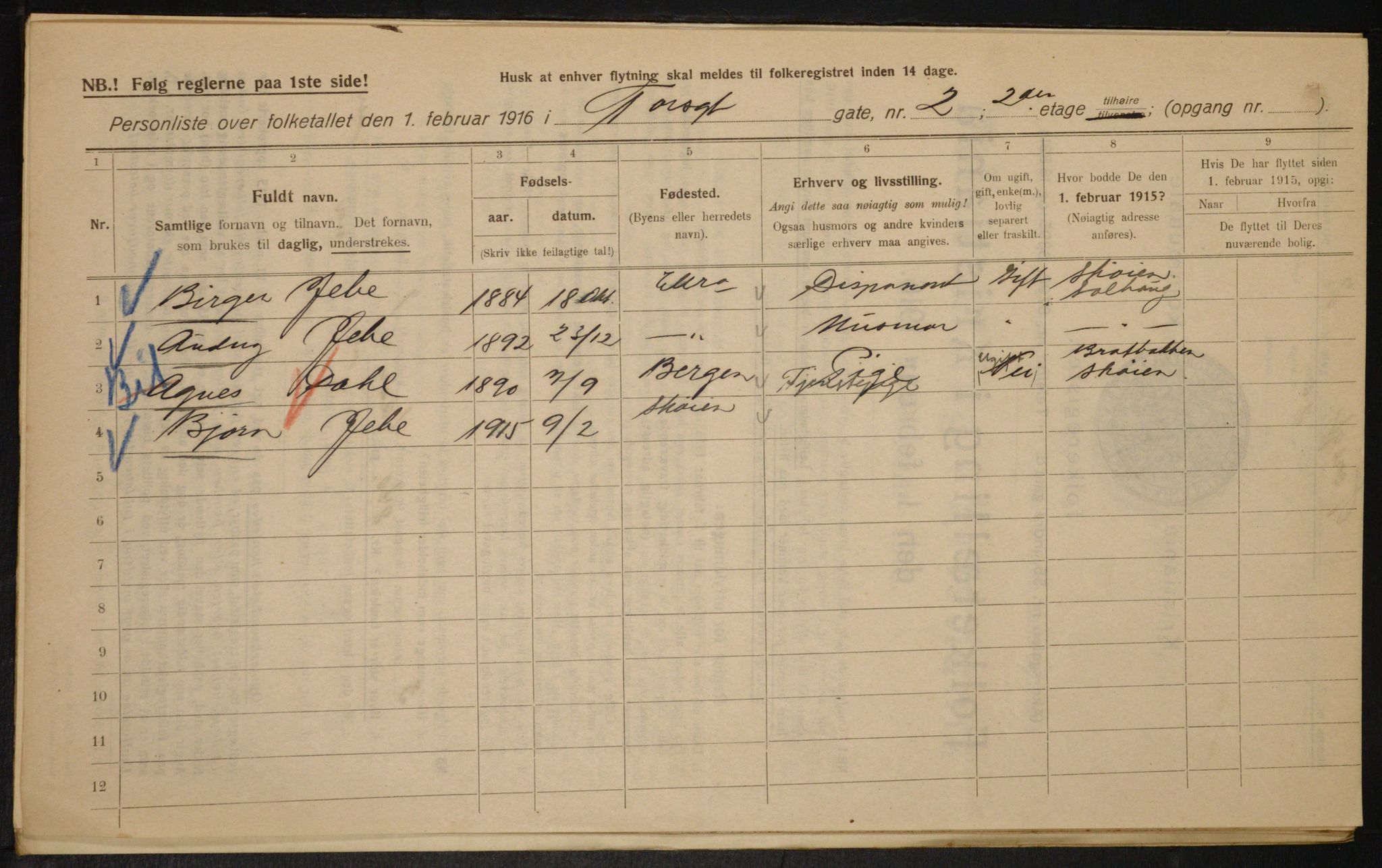 OBA, Kommunal folketelling 1.2.1916 for Kristiania, 1916, s. 117558