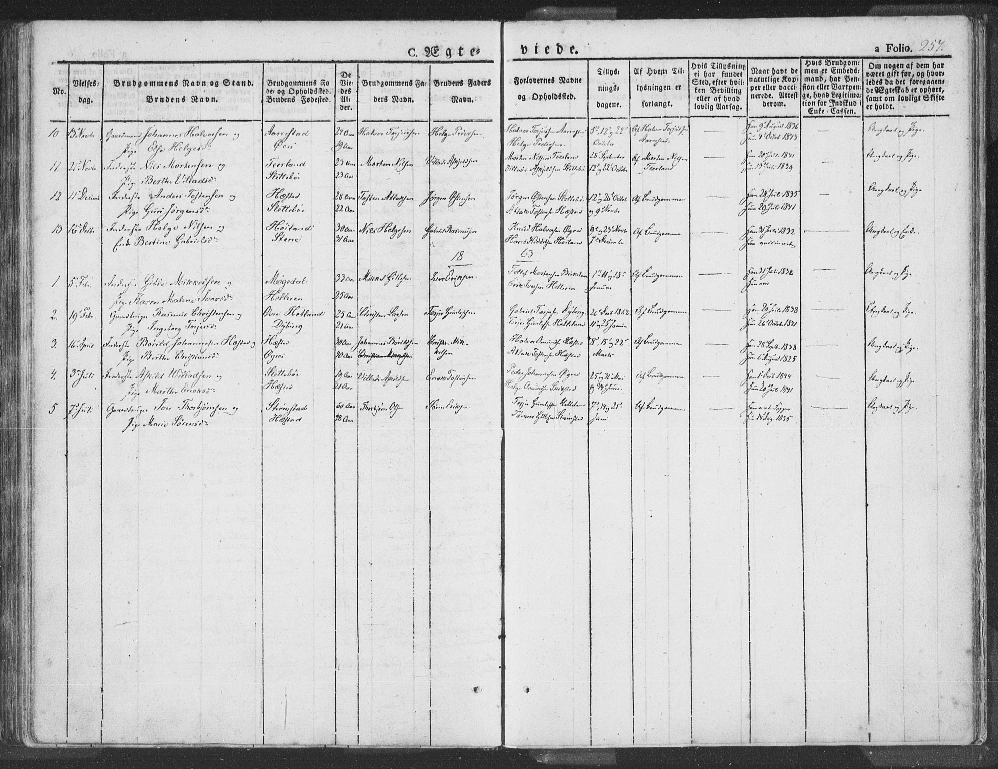 Helleland sokneprestkontor, SAST/A-101810: Ministerialbok nr. A 6.1, 1834-1863, s. 257