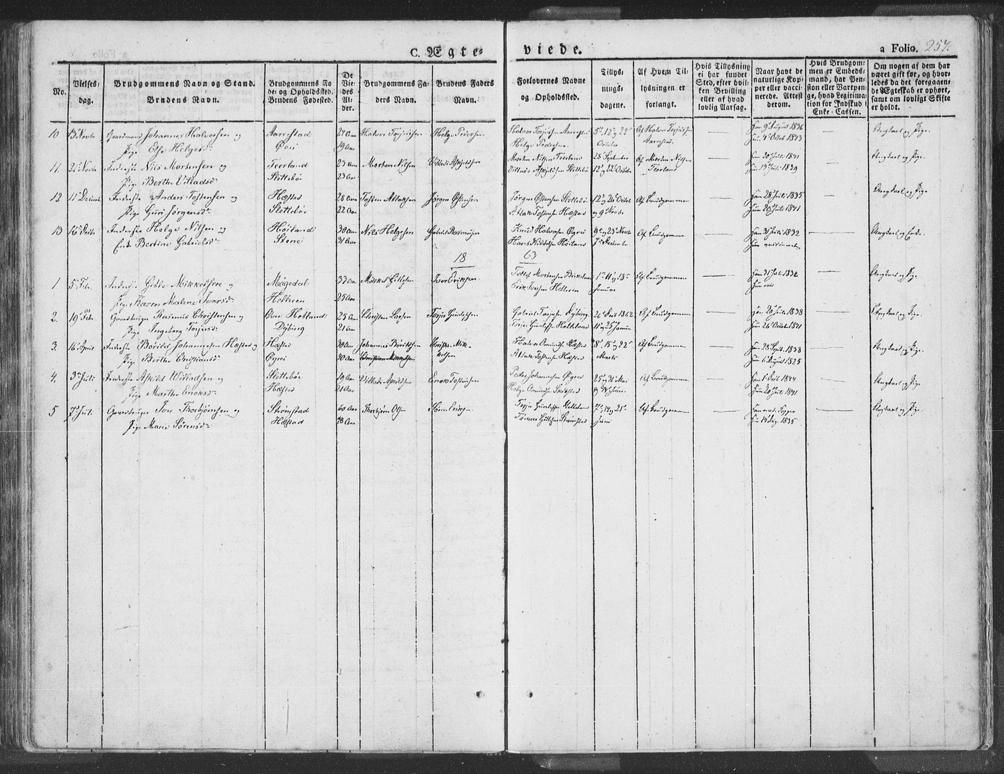 Helleland sokneprestkontor, AV/SAST-A-101810: Ministerialbok nr. A 6.1, 1834-1863, s. 257