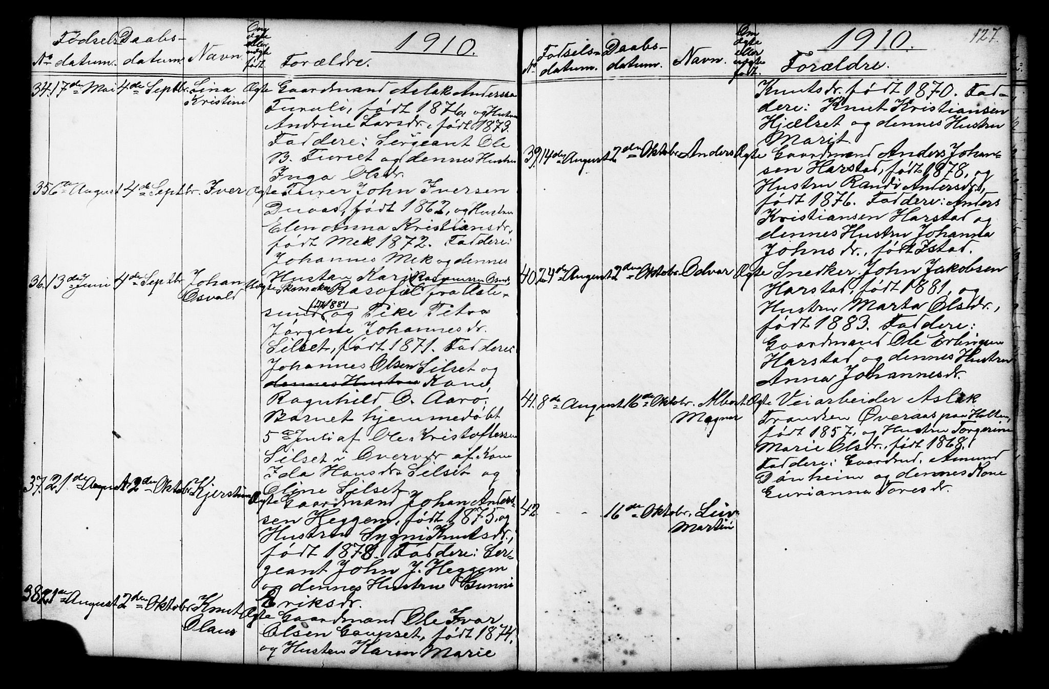 Ministerialprotokoller, klokkerbøker og fødselsregistre - Møre og Romsdal, AV/SAT-A-1454/584/L0969: Klokkerbok nr. 584C02, 1877-1911, s. 127