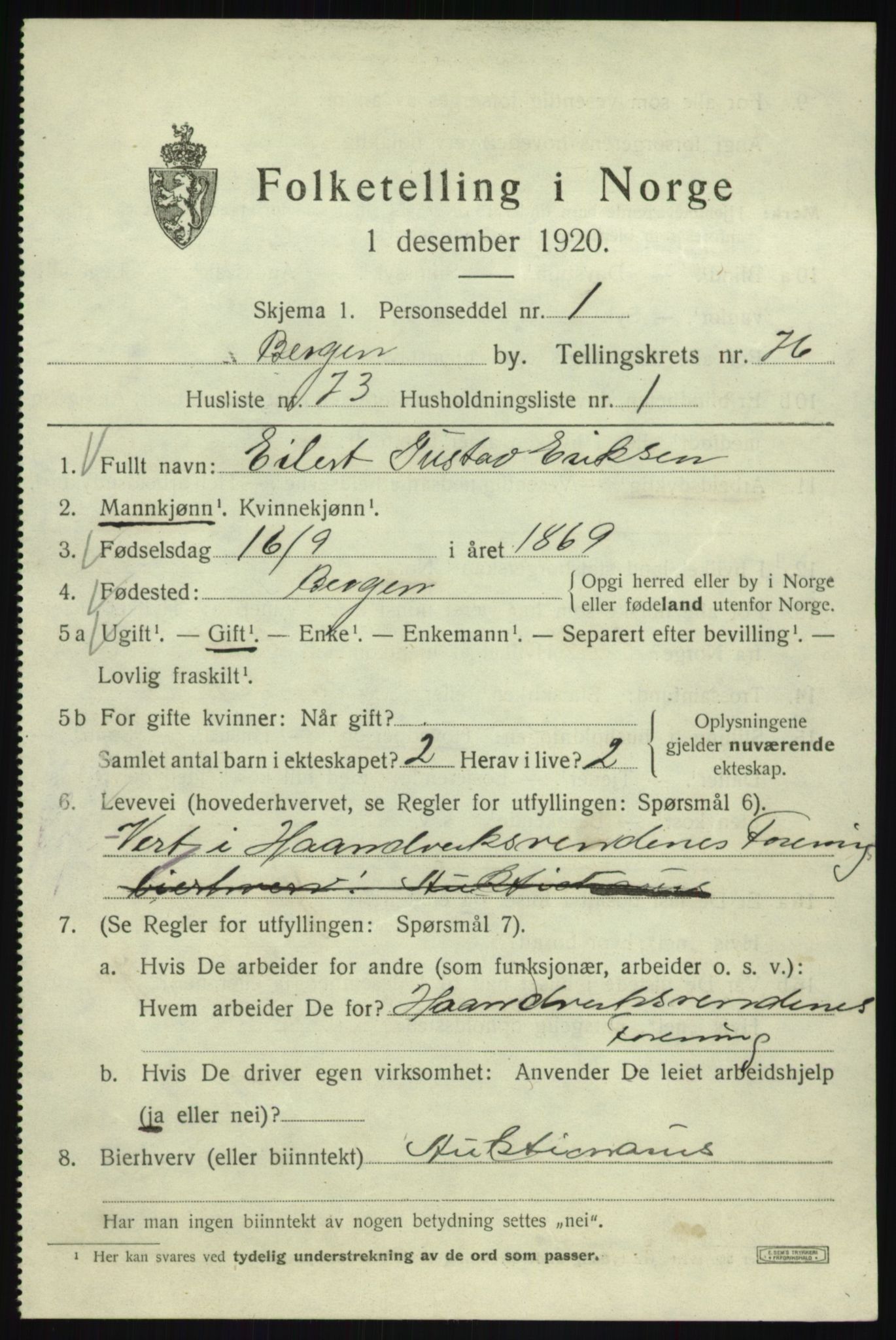 SAB, Folketelling 1920 for 1301 Bergen kjøpstad, 1920, s. 147258