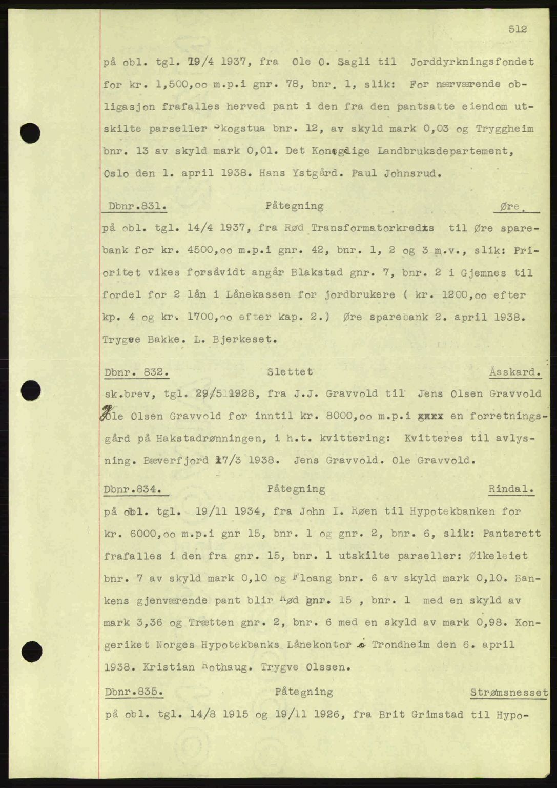 Nordmøre sorenskriveri, SAT/A-4132/1/2/2Ca: Pantebok nr. C80, 1936-1939, Dagboknr: 831/1938