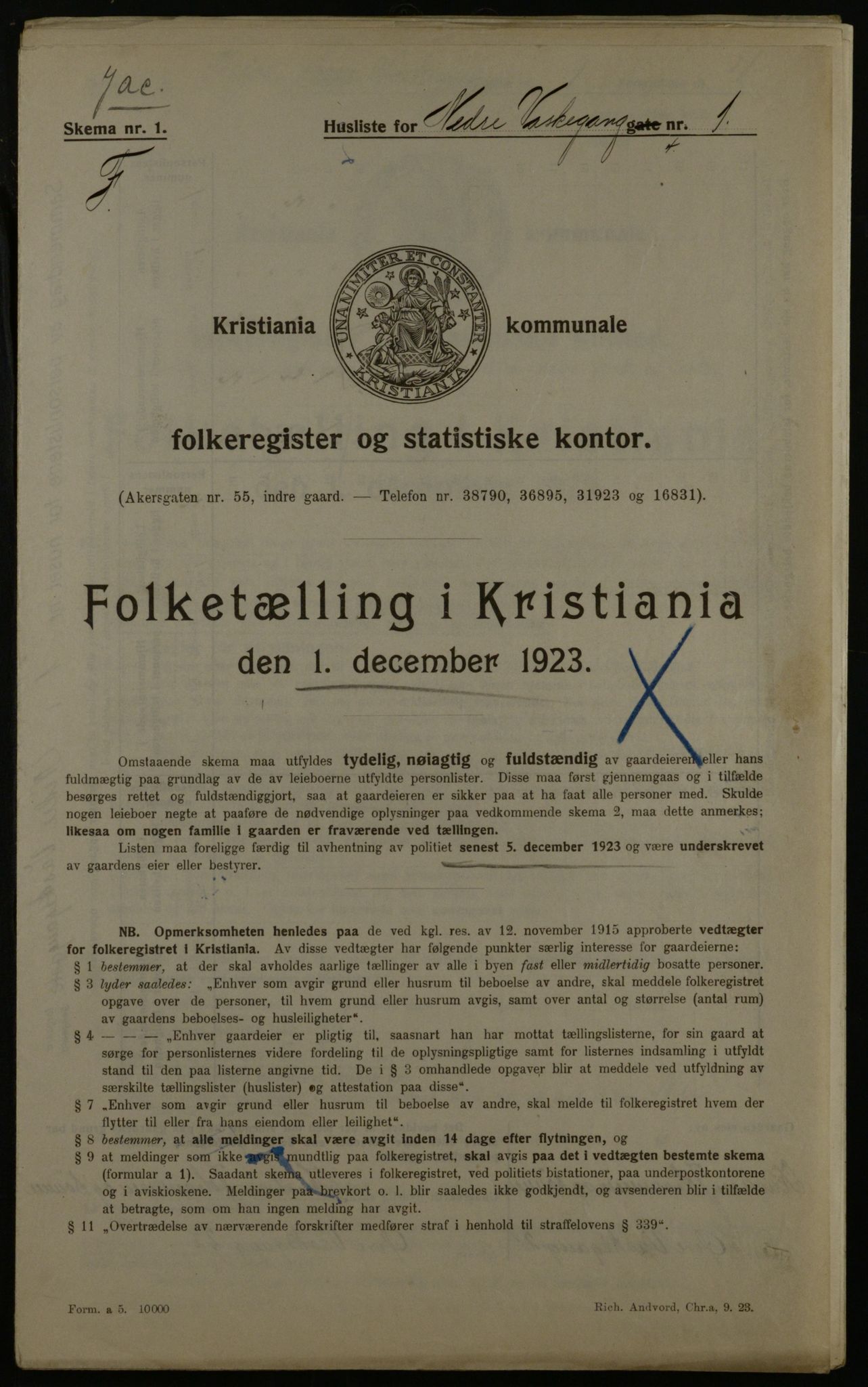 OBA, Kommunal folketelling 1.12.1923 for Kristiania, 1923, s. 76534