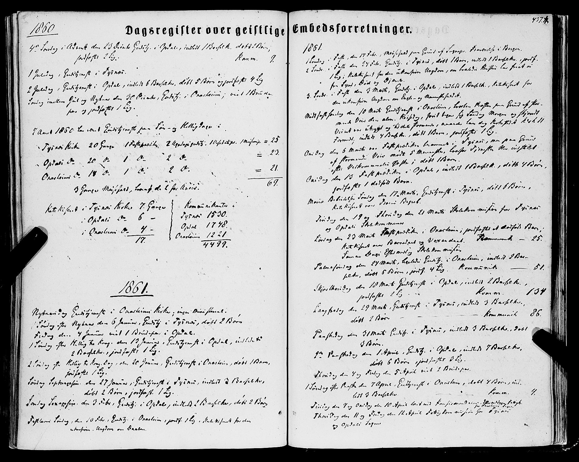 Tysnes sokneprestembete, SAB/A-78601/H/Haa: Ministerialbok nr. A 11, 1860-1871, s. 437