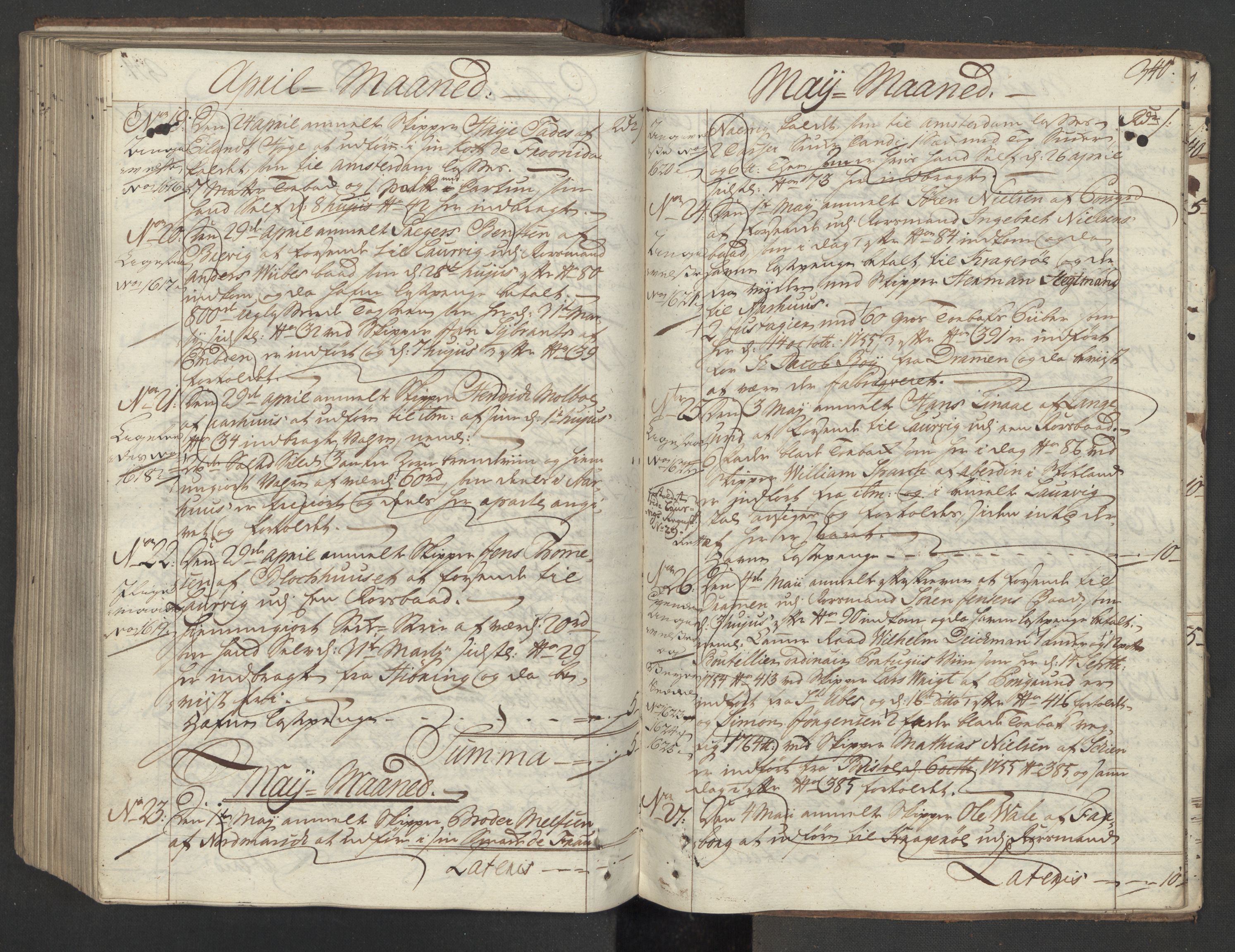 Generaltollkammeret, tollregnskaper, AV/RA-EA-5490/R12/L0028/0001: Tollregnskaper Langesund / Inngående hovedtollbok, 1756, s. 339b-340a