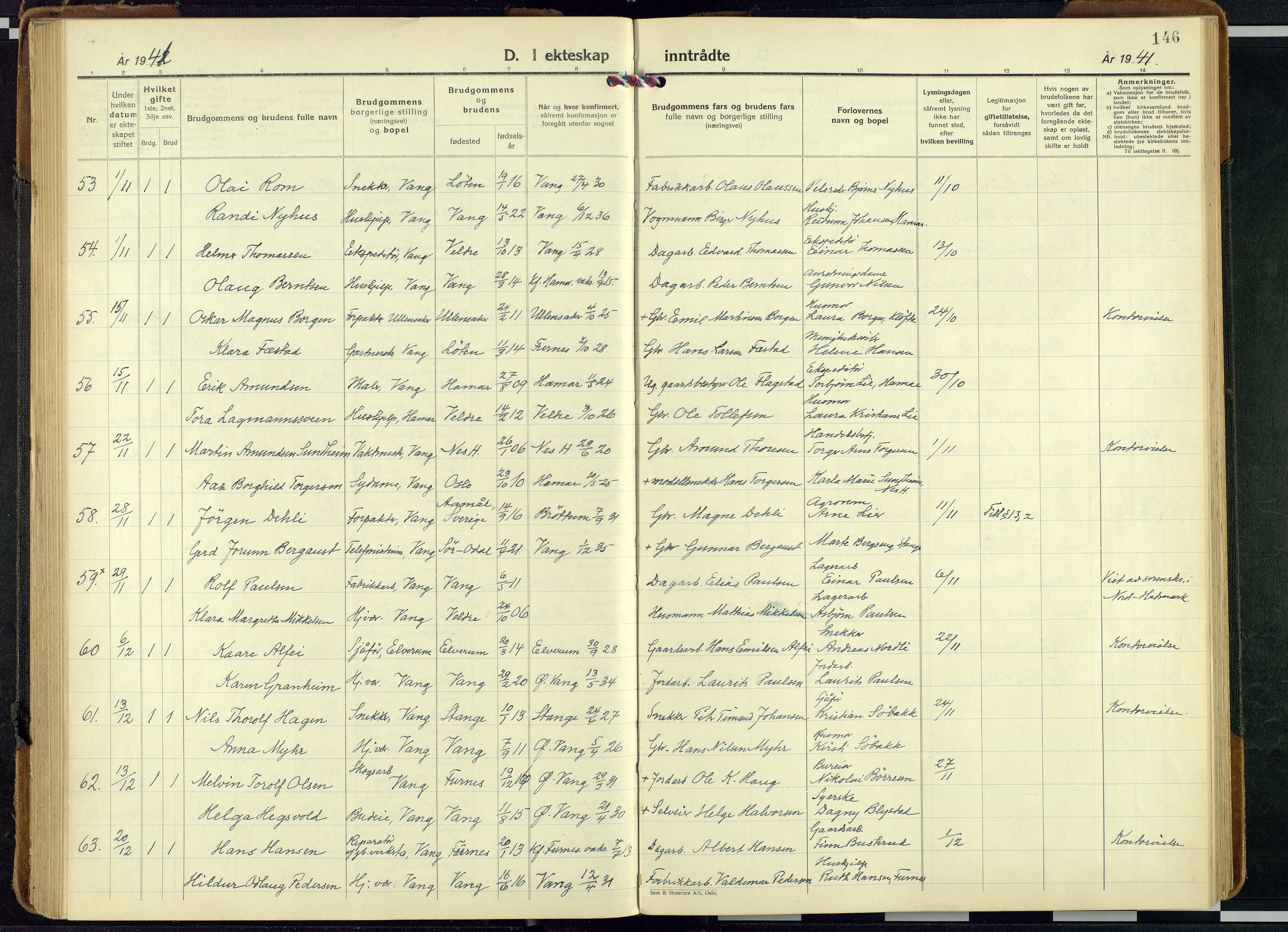 Vang prestekontor, Hedmark, AV/SAH-PREST-008/H/Ha/Haa/L0024: Ministerialbok nr. 24, 1941-1967, s. 146