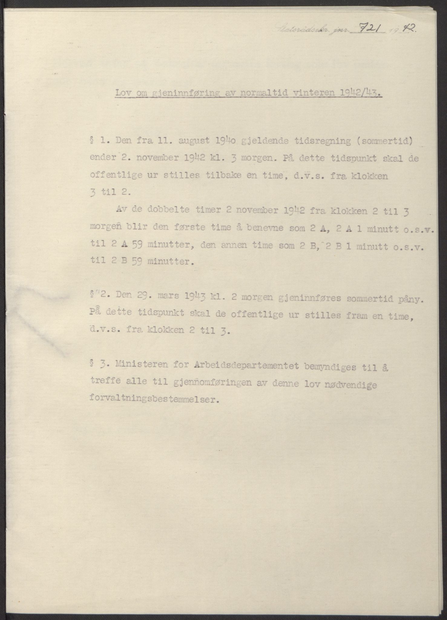 NS-administrasjonen 1940-1945 (Statsrådsekretariatet, de kommisariske statsråder mm), RA/S-4279/D/Db/L0098: Lover II, 1942, s. 432