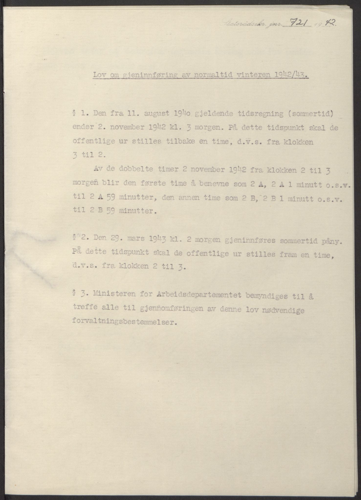 NS-administrasjonen 1940-1945 (Statsrådsekretariatet, de kommisariske statsråder mm), AV/RA-S-4279/D/Db/L0098: Lover II, 1942, s. 432