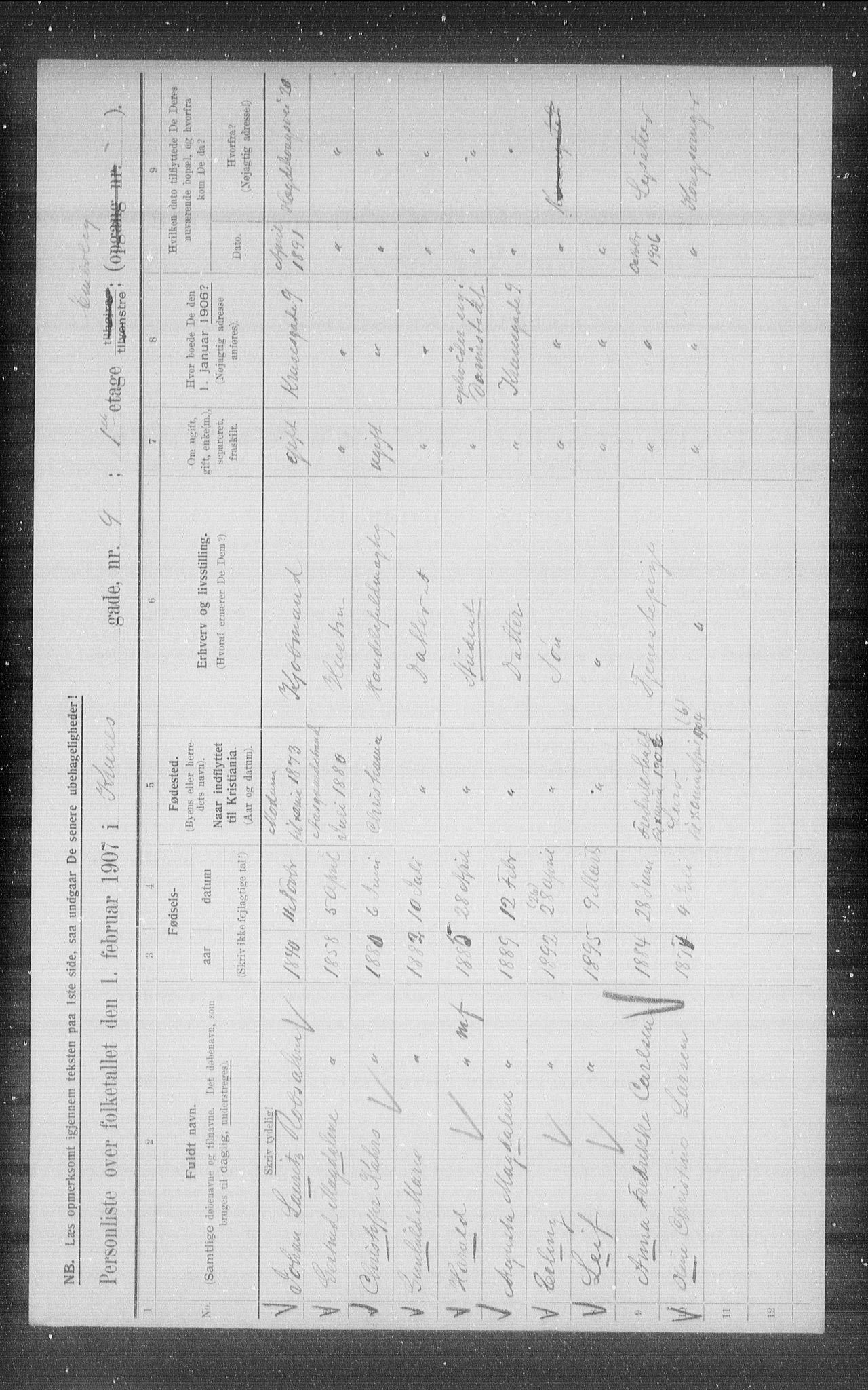 OBA, Kommunal folketelling 1.2.1907 for Kristiania kjøpstad, 1907, s. 28080