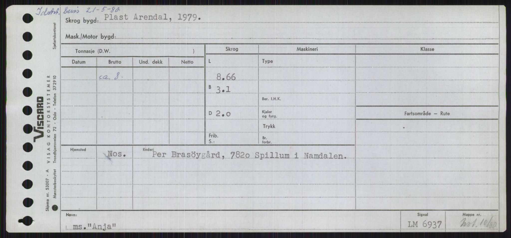 Sjøfartsdirektoratet med forløpere, Skipsmålingen, RA/S-1627/H/Ha/L0001/0001: Fartøy, A-Eig / Fartøy A-Bjøn, s. 267