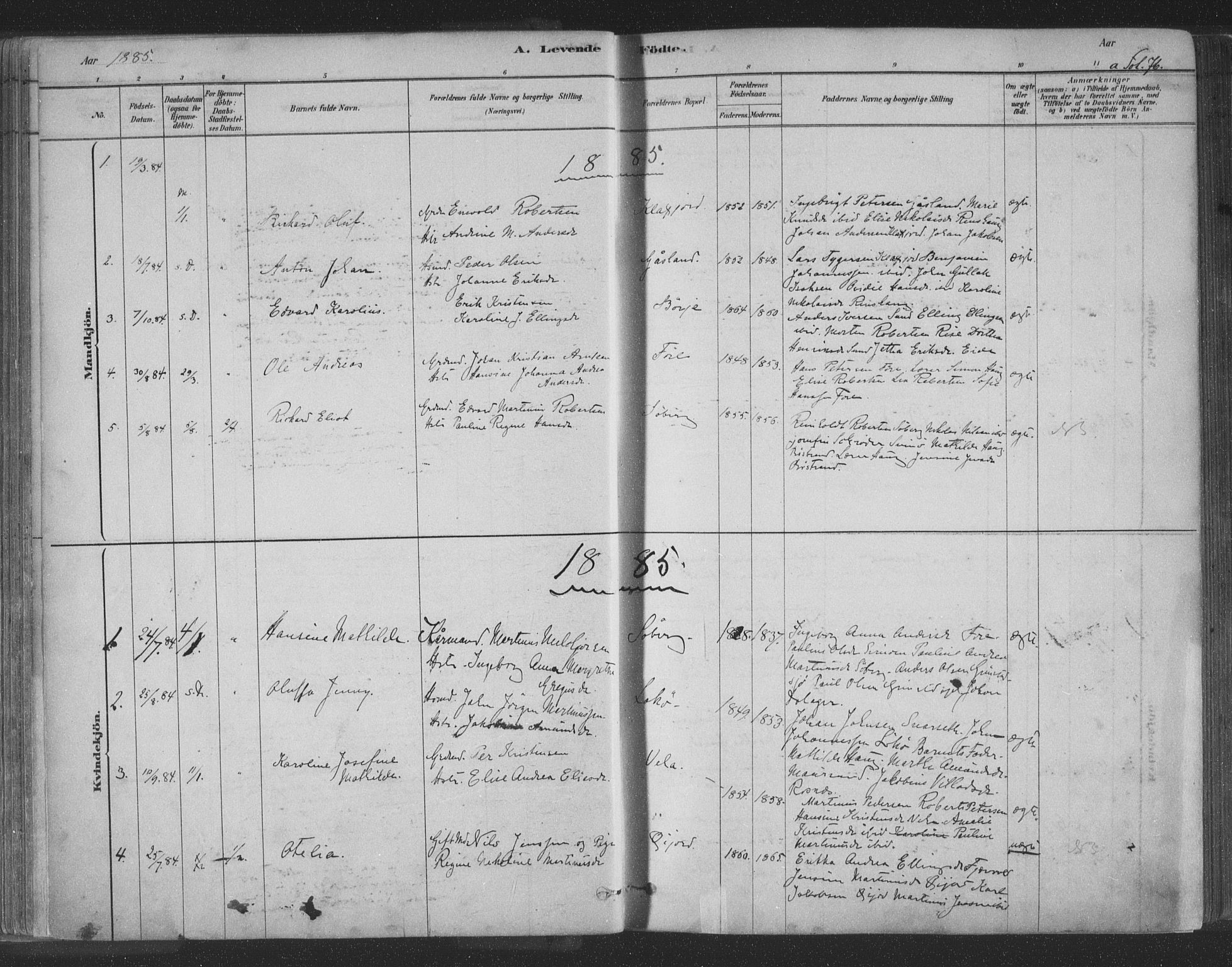 Ministerialprotokoller, klokkerbøker og fødselsregistre - Nordland, SAT/A-1459/891/L1302: Ministerialbok nr. 891A07, 1878-1895, s. 76