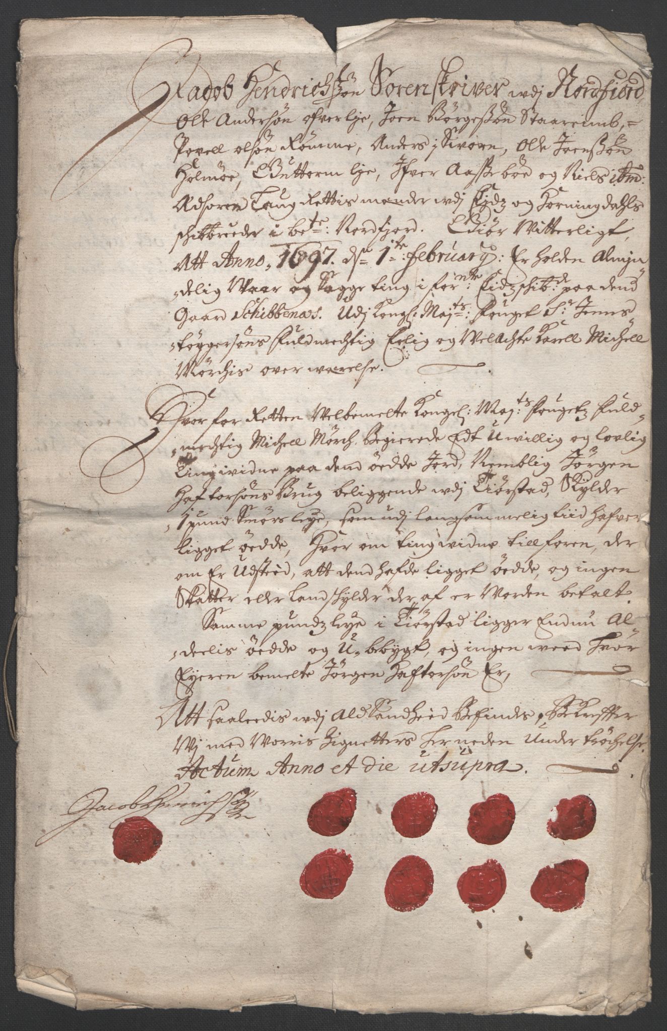 Rentekammeret inntil 1814, Reviderte regnskaper, Fogderegnskap, AV/RA-EA-4092/R53/L3422: Fogderegnskap Sunn- og Nordfjord, 1695-1696, s. 429