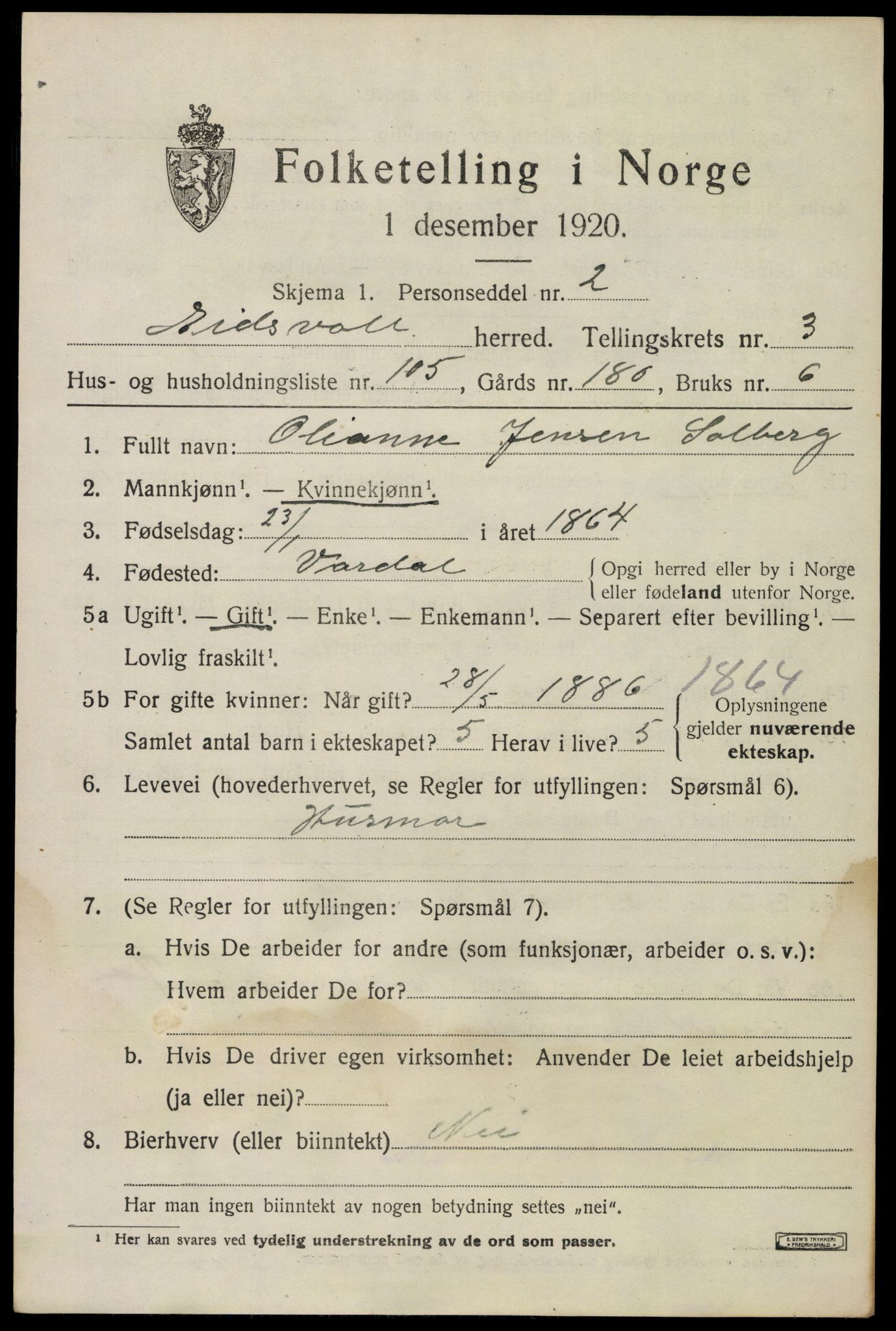 SAO, Folketelling 1920 for 0237 Eidsvoll herred, 1920, s. 8875