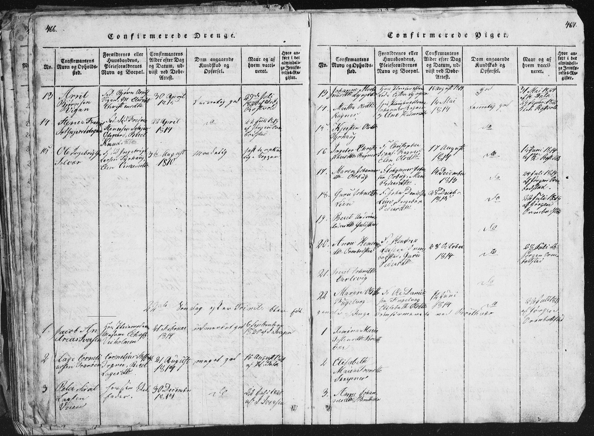 Ministerialprotokoller, klokkerbøker og fødselsregistre - Møre og Romsdal, AV/SAT-A-1454/581/L0942: Klokkerbok nr. 581C00, 1820-1836, s. 466-467