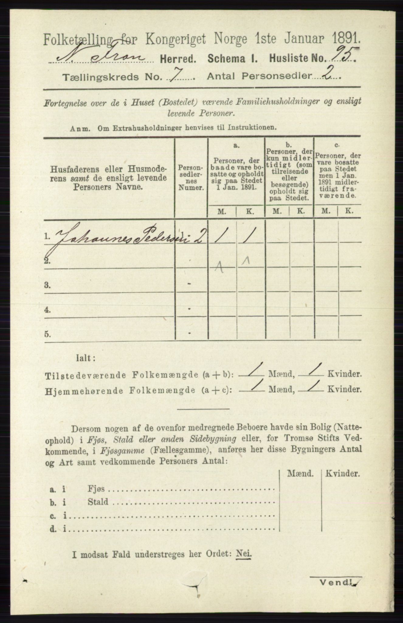 RA, Folketelling 1891 for 0518 Nord-Fron herred, 1891, s. 2832