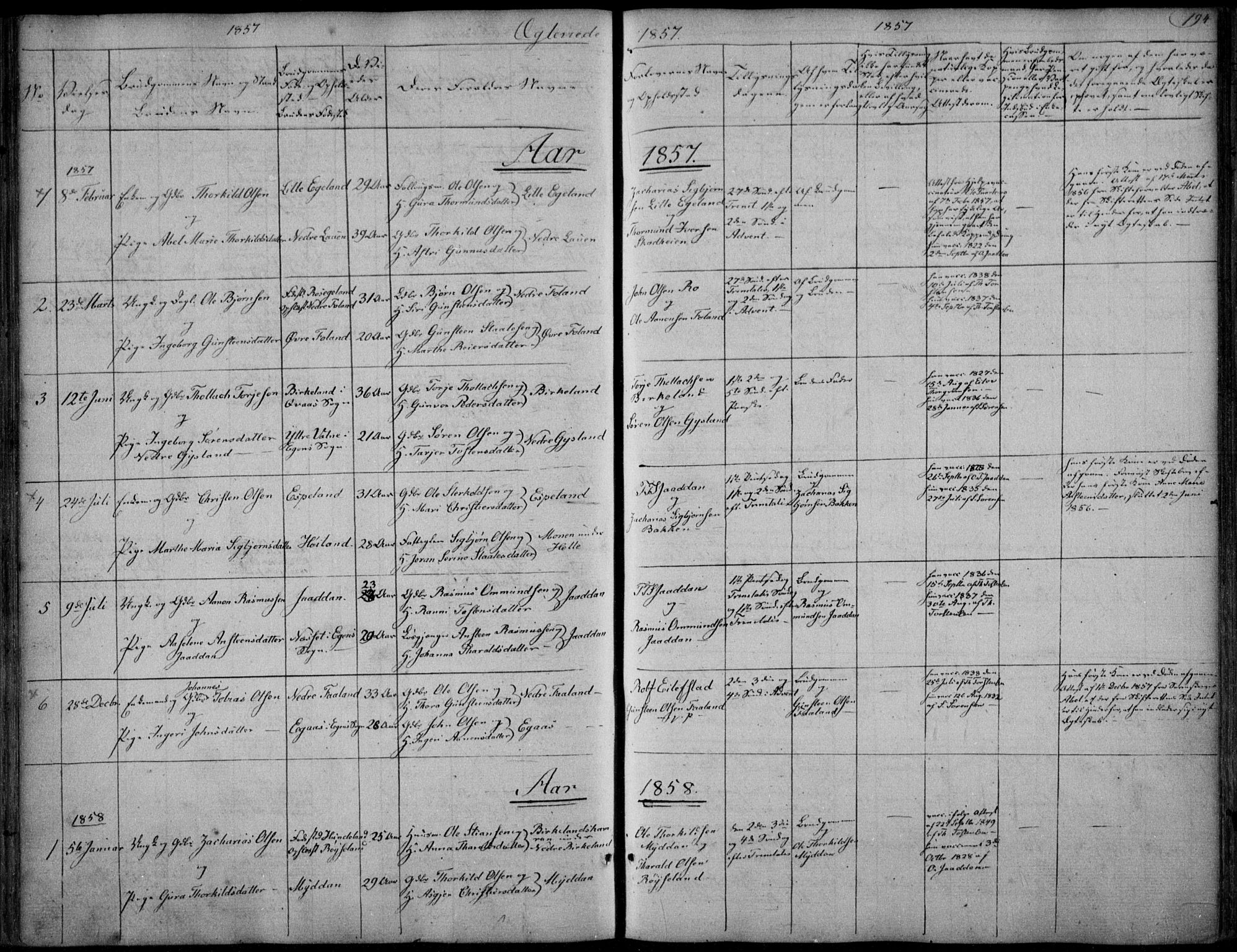 Hægebostad sokneprestkontor, SAK/1111-0024/F/Fa/Faa/L0004: Ministerialbok nr. A 4, 1834-1864, s. 194