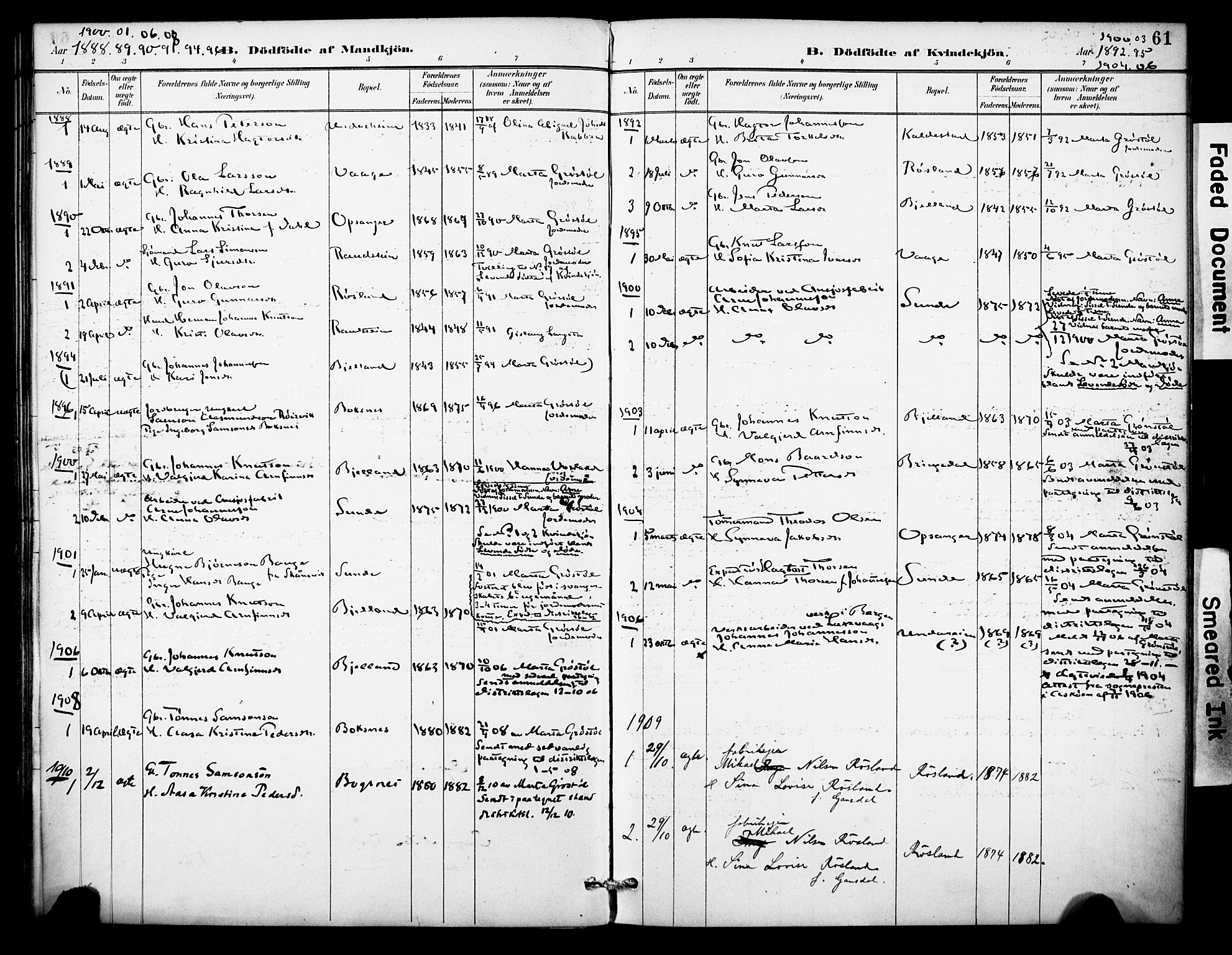 Kvinnherad sokneprestembete, AV/SAB-A-76401/H/Haa: Ministerialbok nr. D 1, 1887-1910, s. 61