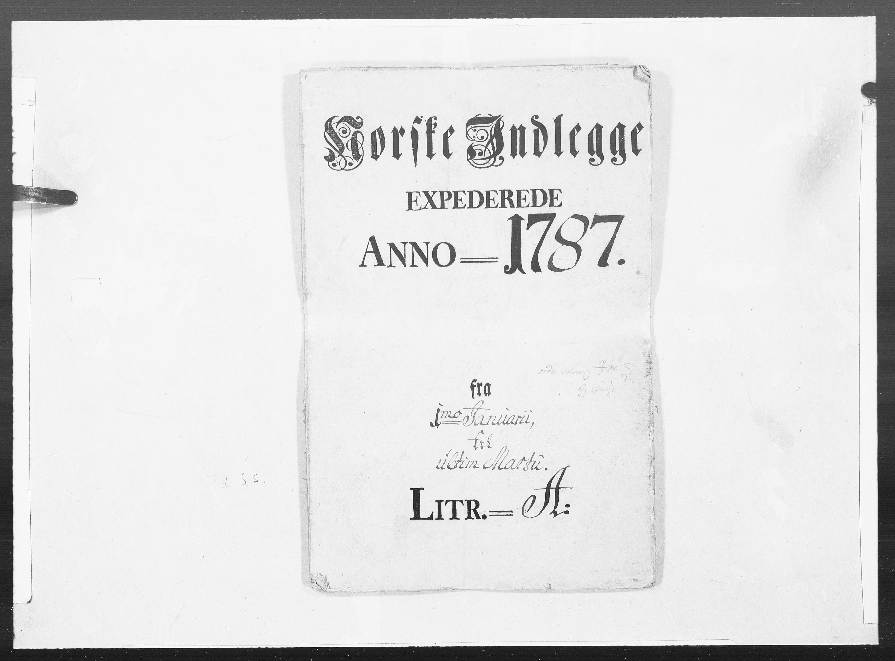 Danske Kanselli 1572-1799, RA/EA-3023/F/Fc/Fcc/Fcca/L0264: Norske innlegg 1572-1799, 1787, s. 1