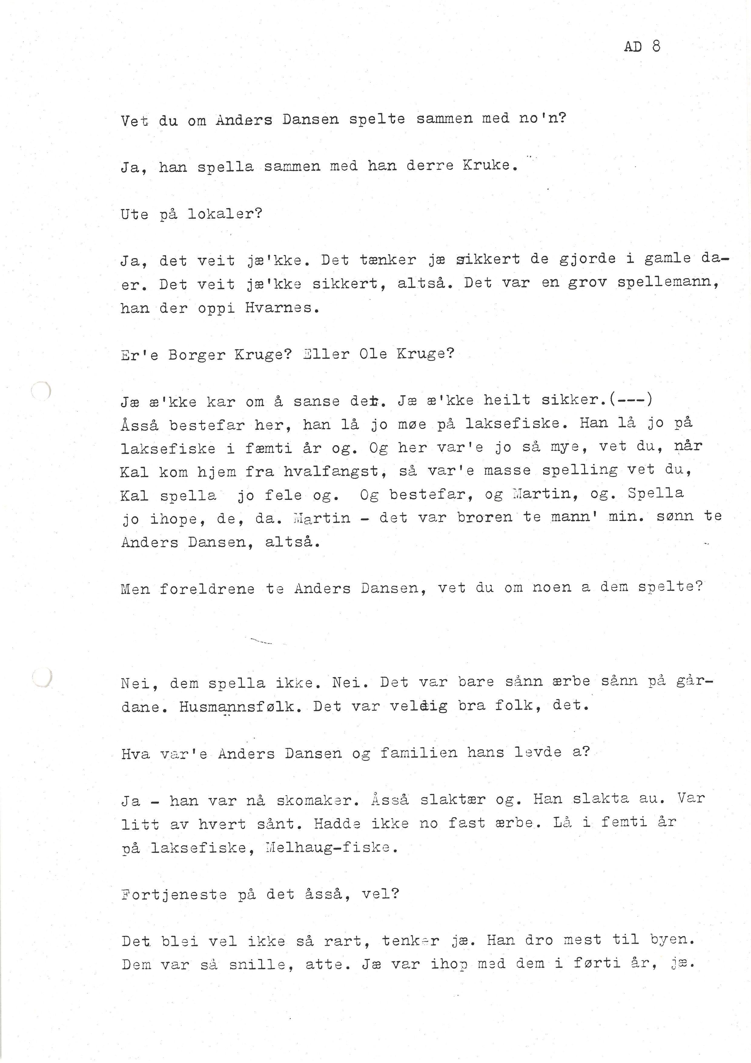 Sa 16 - Folkemusikk fra Vestfold, Gjerdesamlingen, VEMU/A-1868/I/L0001: Informantregister med intervjunedtegnelser, 1979-1986