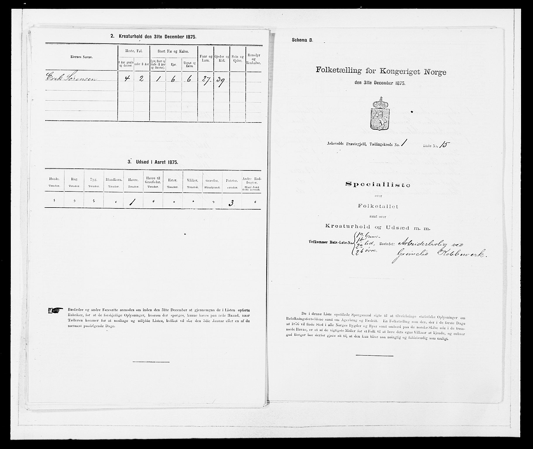 SAB, Folketelling 1875 for 1428P Askvoll prestegjeld, 1875, s. 61