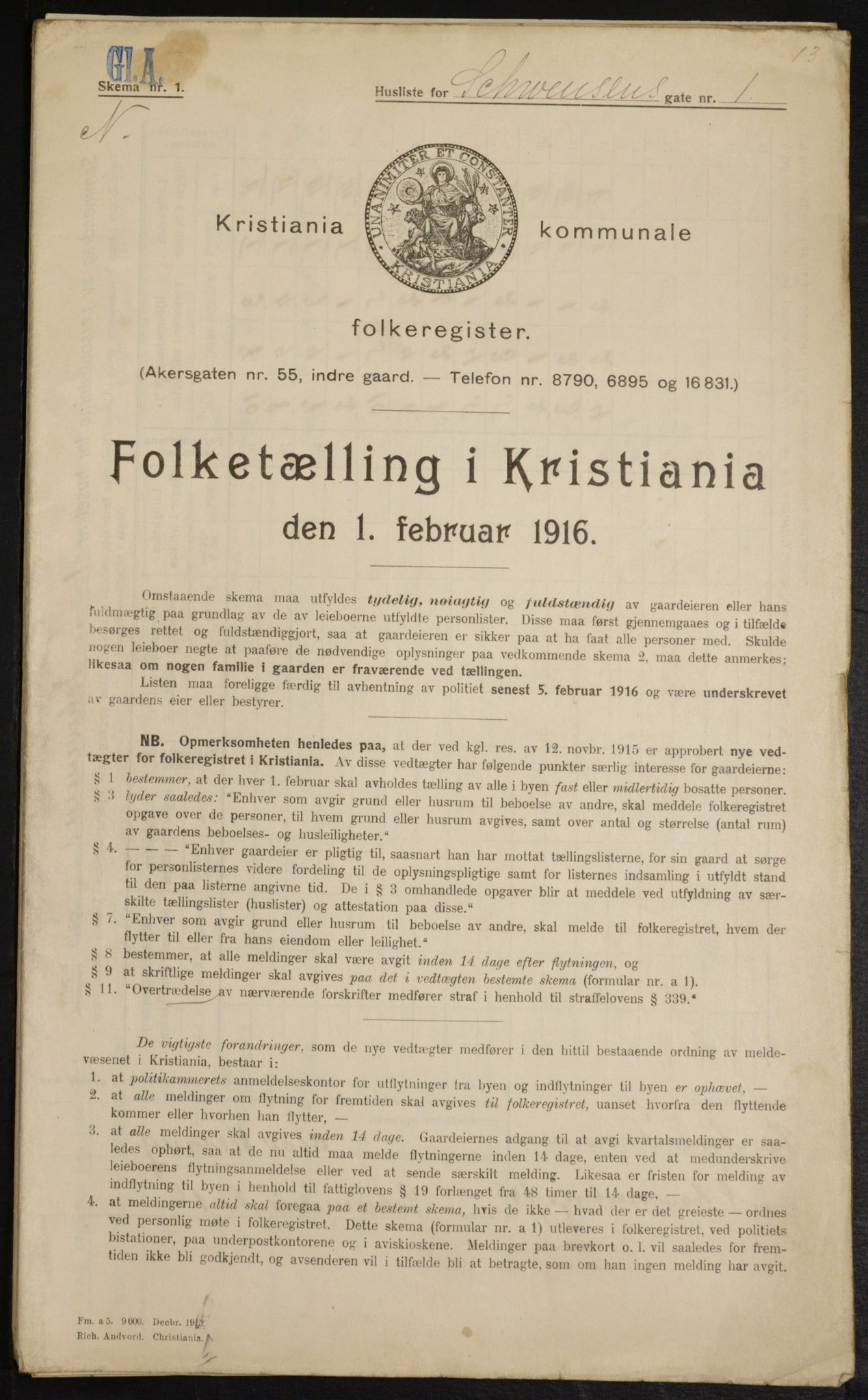 OBA, Kommunal folketelling 1.2.1916 for Kristiania, 1916, s. 94834