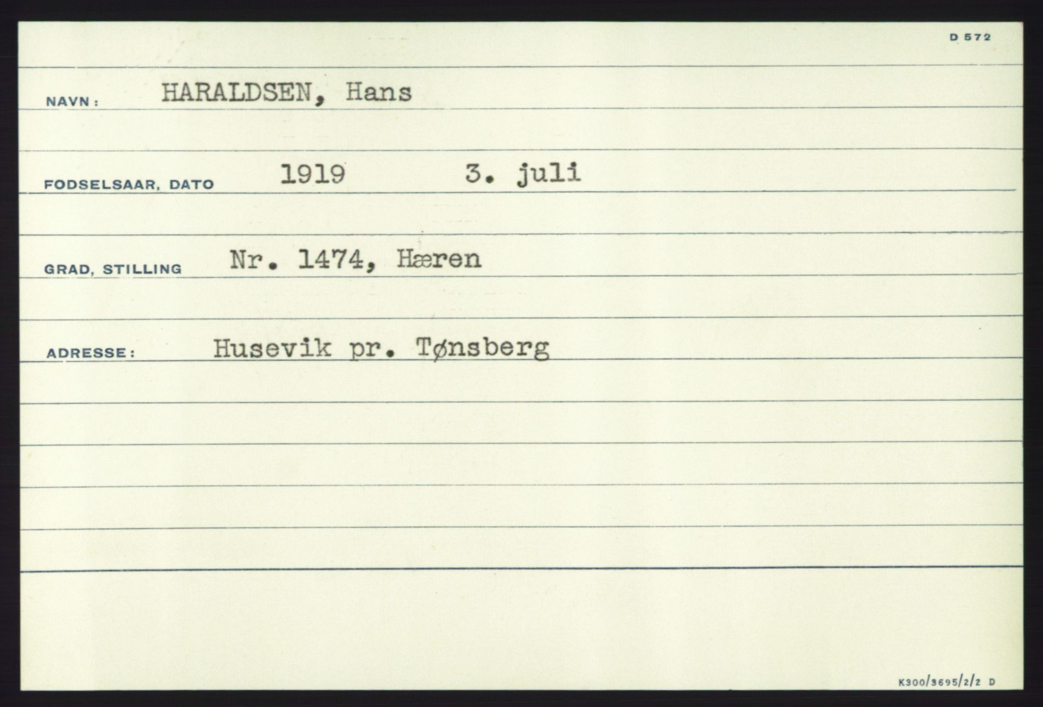 Forsvaret, Krigsdekorasjonskanselliet, AV/RA-RAFA-5156/G/Ga/Gaa/L0002: Hansteen - Merkesdal, 1944-1956