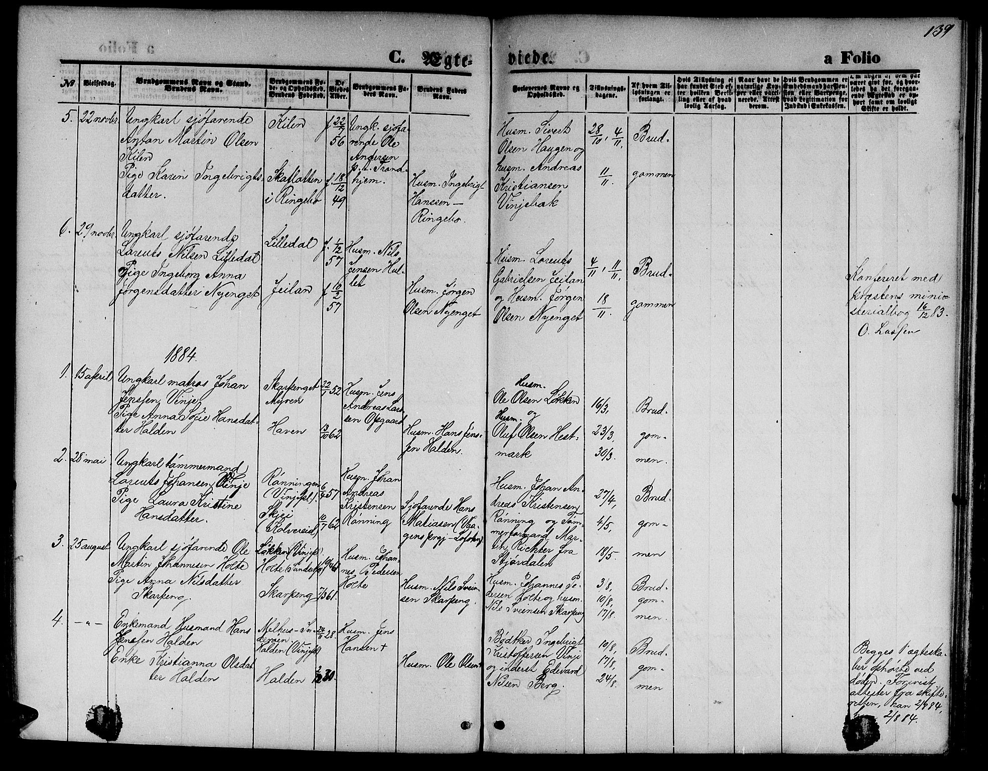 Ministerialprotokoller, klokkerbøker og fødselsregistre - Nord-Trøndelag, SAT/A-1458/733/L0326: Klokkerbok nr. 733C01, 1871-1887, s. 139