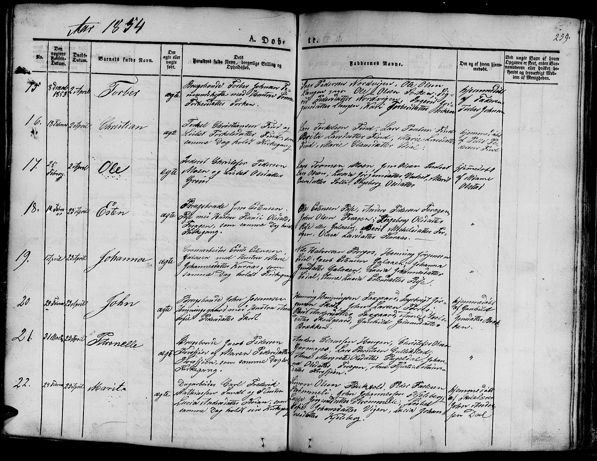 Ministerialprotokoller, klokkerbøker og fødselsregistre - Sør-Trøndelag, SAT/A-1456/681/L0938: Klokkerbok nr. 681C02, 1829-1879, s. 259