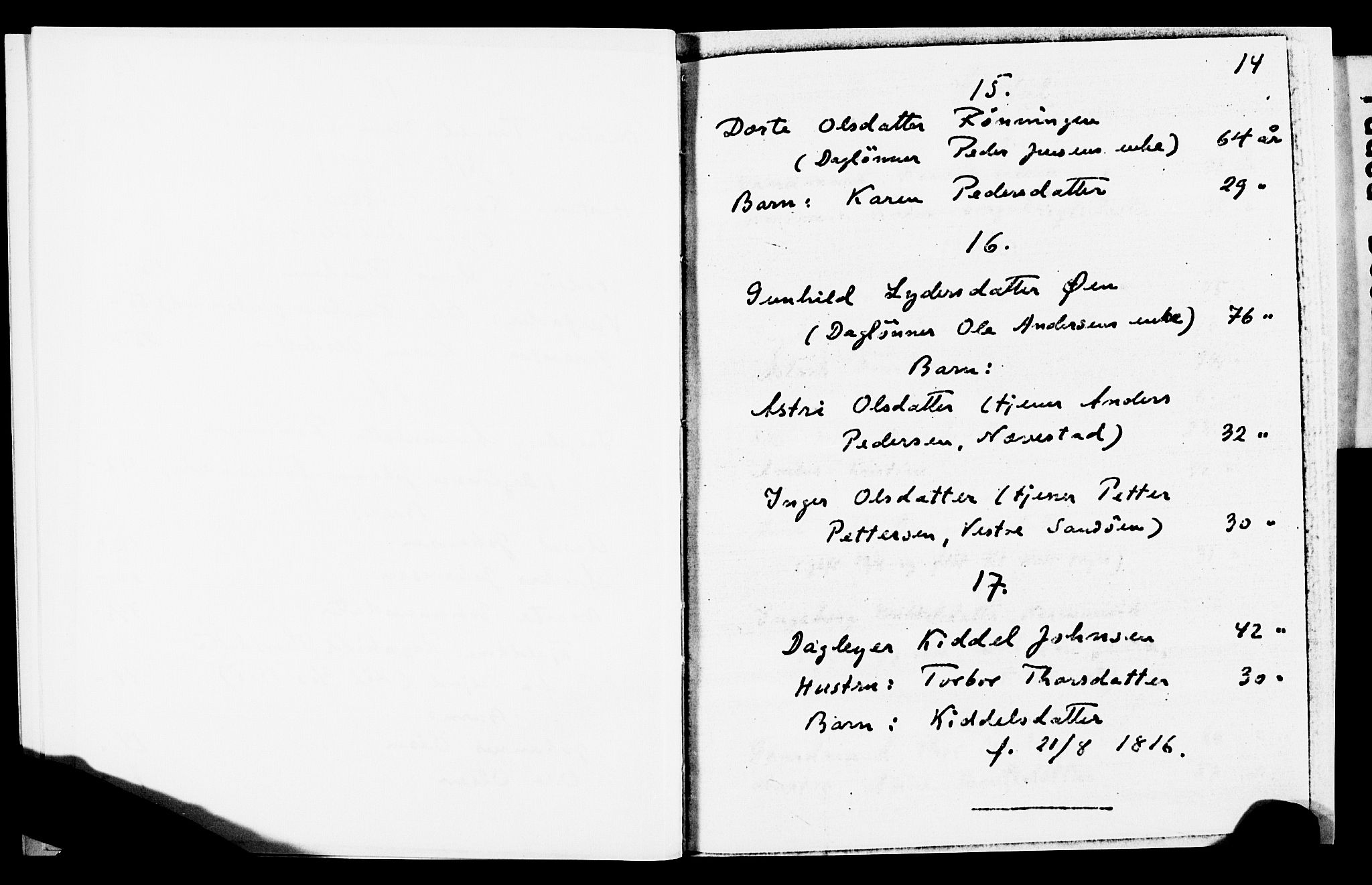AAKS, Folketelling 1815 for 0915S1 Dypvåg prestegjeld, Dypvåg sokn (avskrift), 1815, s. 14